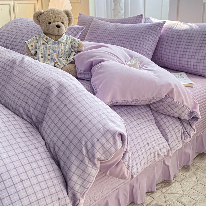 91家纺网 家纺一手货源 找家纺 仟网汇 2026新款针织棉双层纱床盖四件套夏被四件套 月半弯