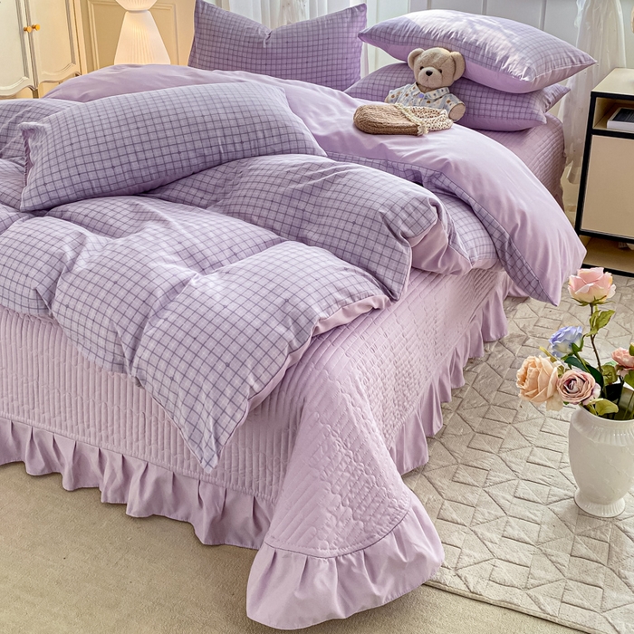 91家纺网 家纺一手货源 找家纺 仟网汇 2026新款针织棉双层纱床盖四件套夏被四件套 月半弯