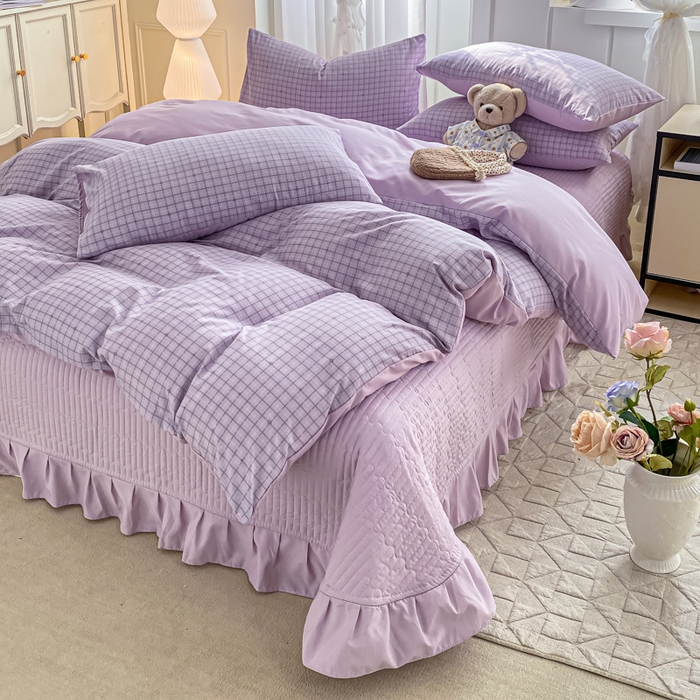 91家纺网 家纺一手货源 找家纺 仟网汇 2026新款针织棉双层纱床盖四件套夏被四件套 月半弯