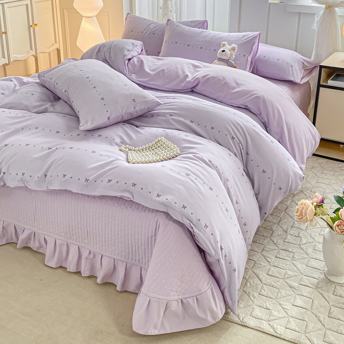 91家纺网 家纺一手货源 找家纺 仟网汇 2026新款针织棉双层纱床盖四件套夏被四件套 月光女神