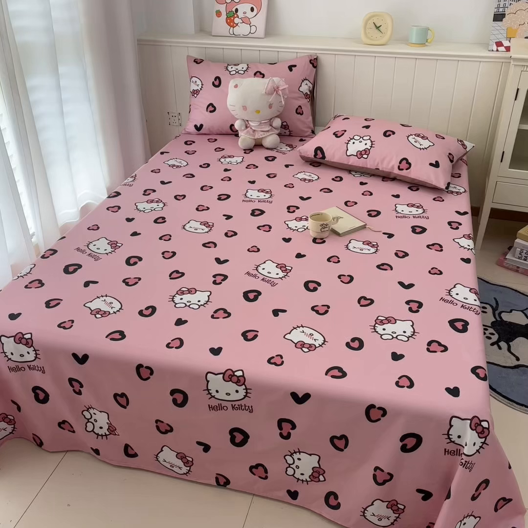 91家纺网 家纺一手货源 找家纺 孩子王家纺 2026新款卡通全棉纯棉正版授权小版三丽鸥系列单床笠床笠单件单品床笠（含防伪码）粉豹kt甜心