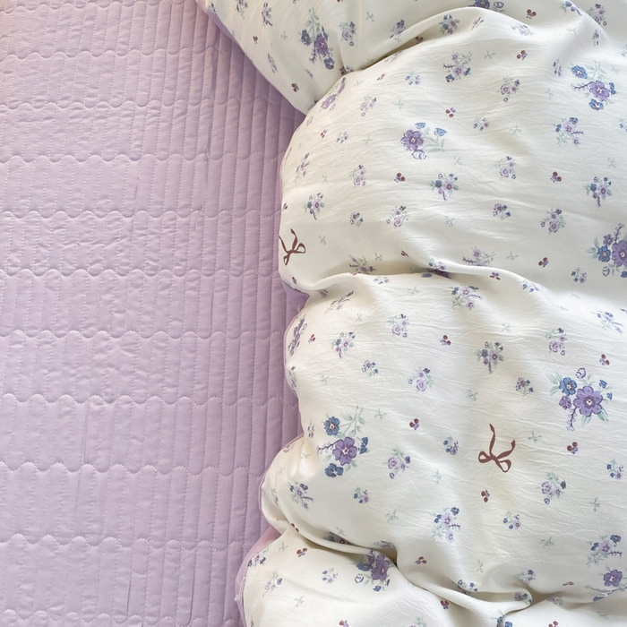 91家纺网 家纺一手货源 找家纺 仟网汇 2026新款针织棉双层纱床盖四件套夏被四件套 紫色香氛