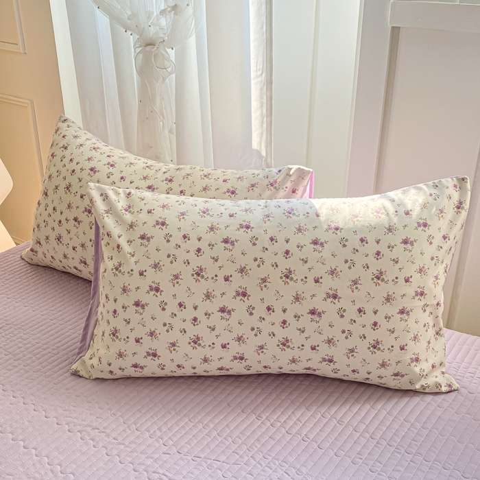 91家纺网 家纺一手货源 找家纺 仟网汇 2026新款针织棉双层纱床盖四件套夏被四件套 紫色依恋