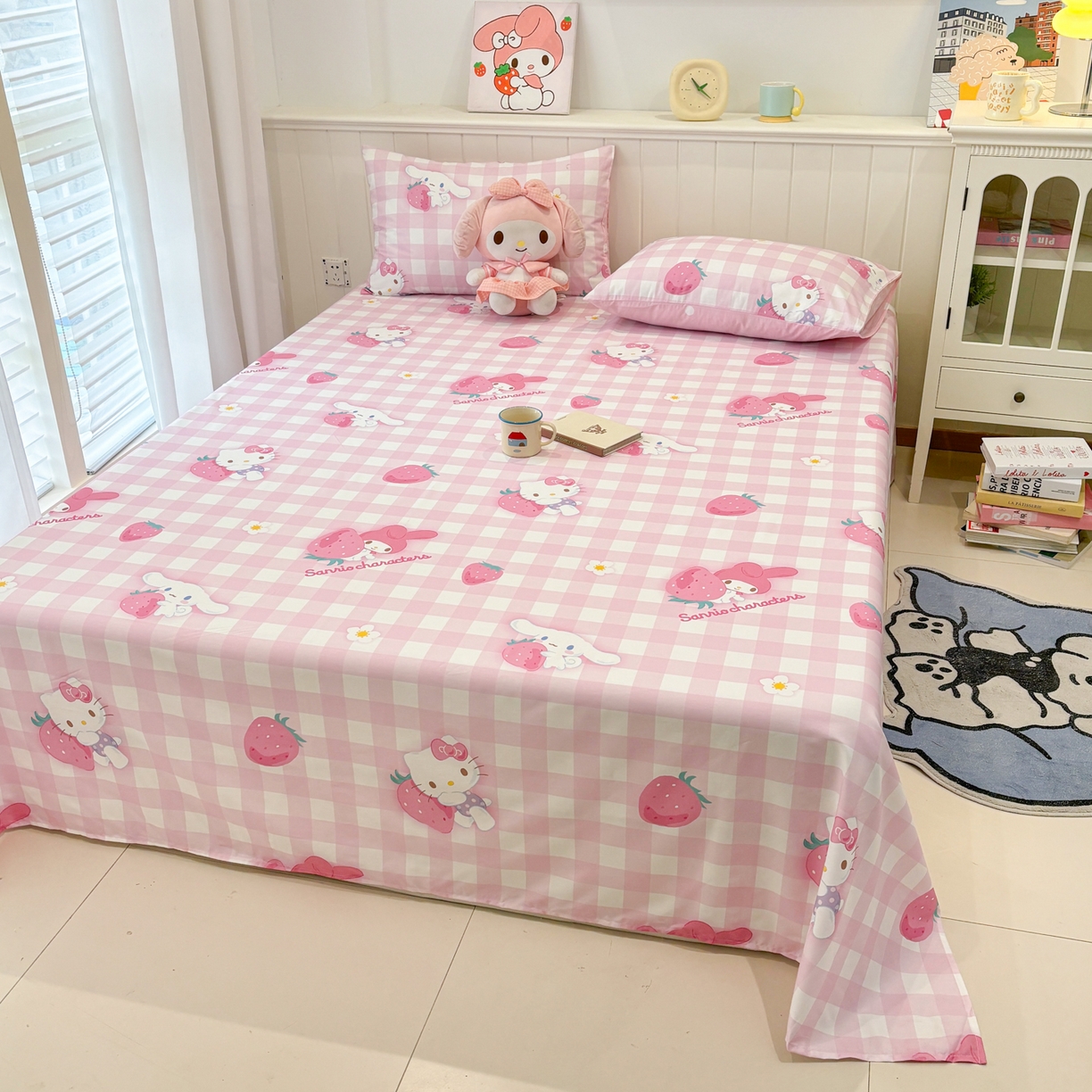 孩子王家纺 2026新款卡通全棉纯棉正版授权小版三丽鸥系列单床笠床笠单件单品床笠（含防伪码）奶芙美乐蒂