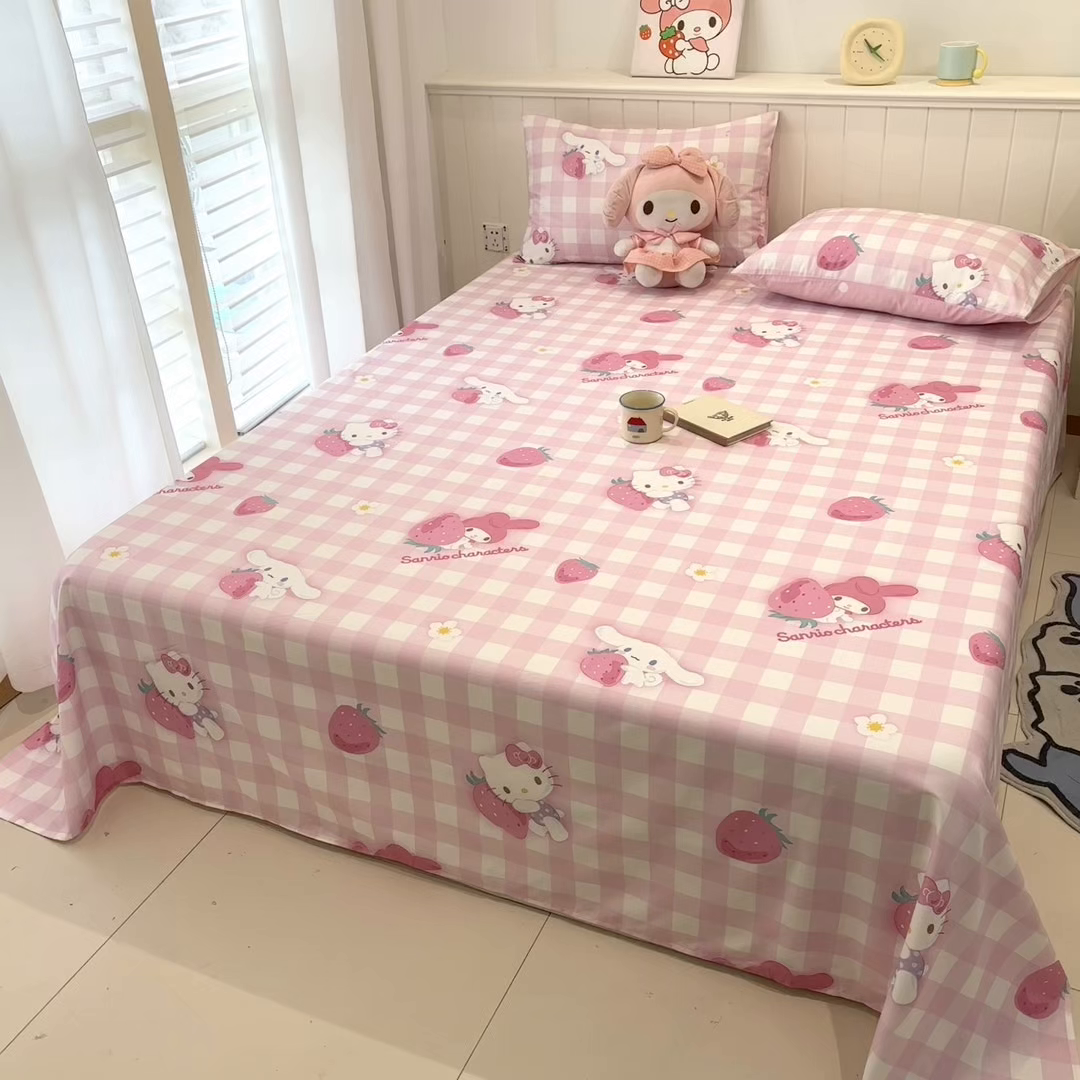 91家纺网 家纺一手货源 找家纺 孩子王家纺 2026新款卡通全棉纯棉正版授权小版三丽鸥系列单床笠床笠单件单品床笠（含防伪码）奶芙美乐蒂