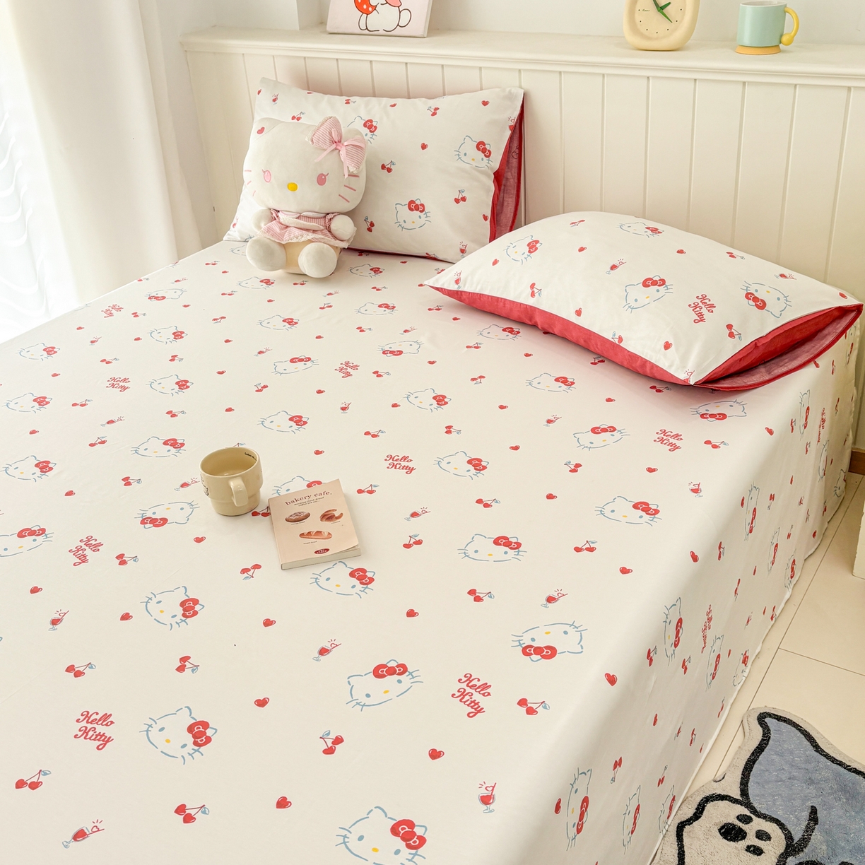91家纺网 家纺一手货源 找家纺 孩子王家纺 2026新款卡通全棉纯棉正版授权小版三丽鸥系列单床笠床笠单件单品床笠（含防伪码）你好凯蒂