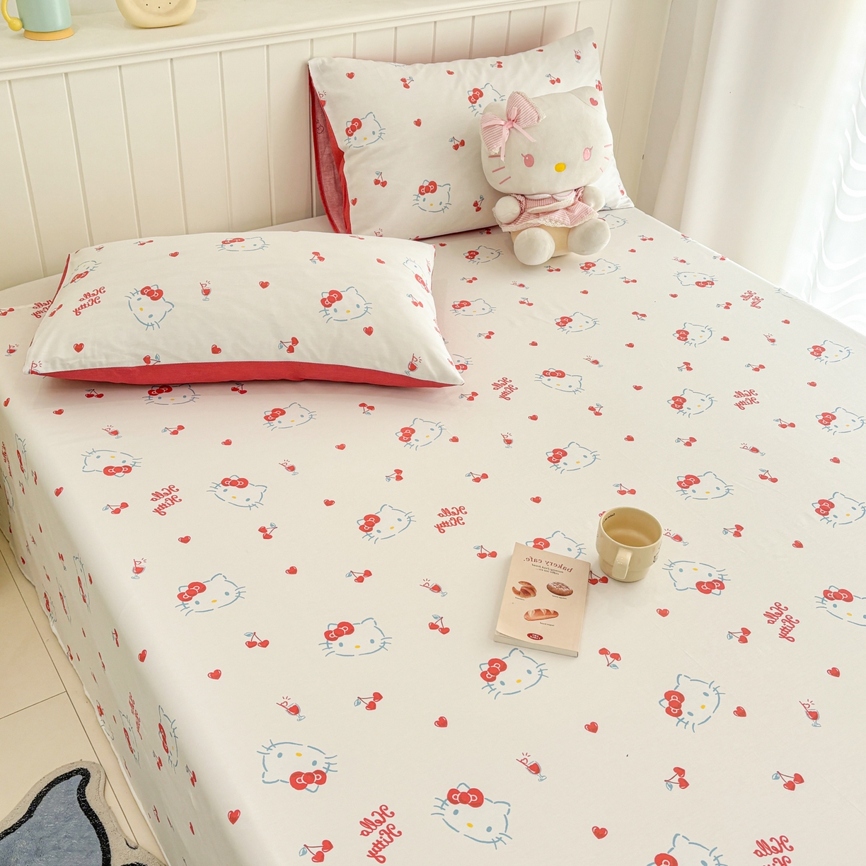 91家纺网 家纺一手货源 找家纺 孩子王家纺 2026新款卡通全棉纯棉正版授权小版三丽鸥系列单床笠床笠单件单品床笠（含防伪码）你好凯蒂
