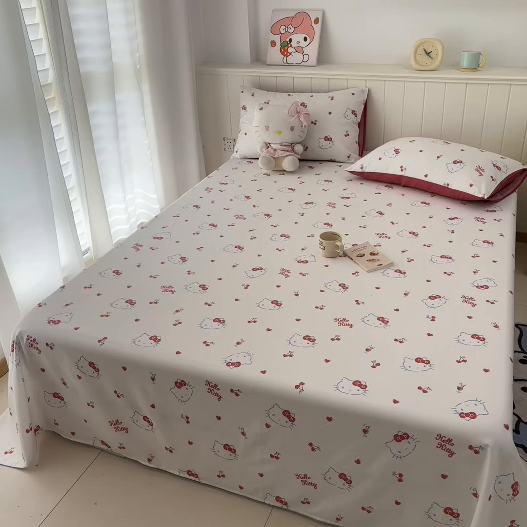 91家纺网 家纺一手货源 找家纺 孩子王家纺 2026新款卡通全棉纯棉正版授权小版三丽鸥系列单床笠床笠单件单品床笠（含防伪码）你好凯蒂
