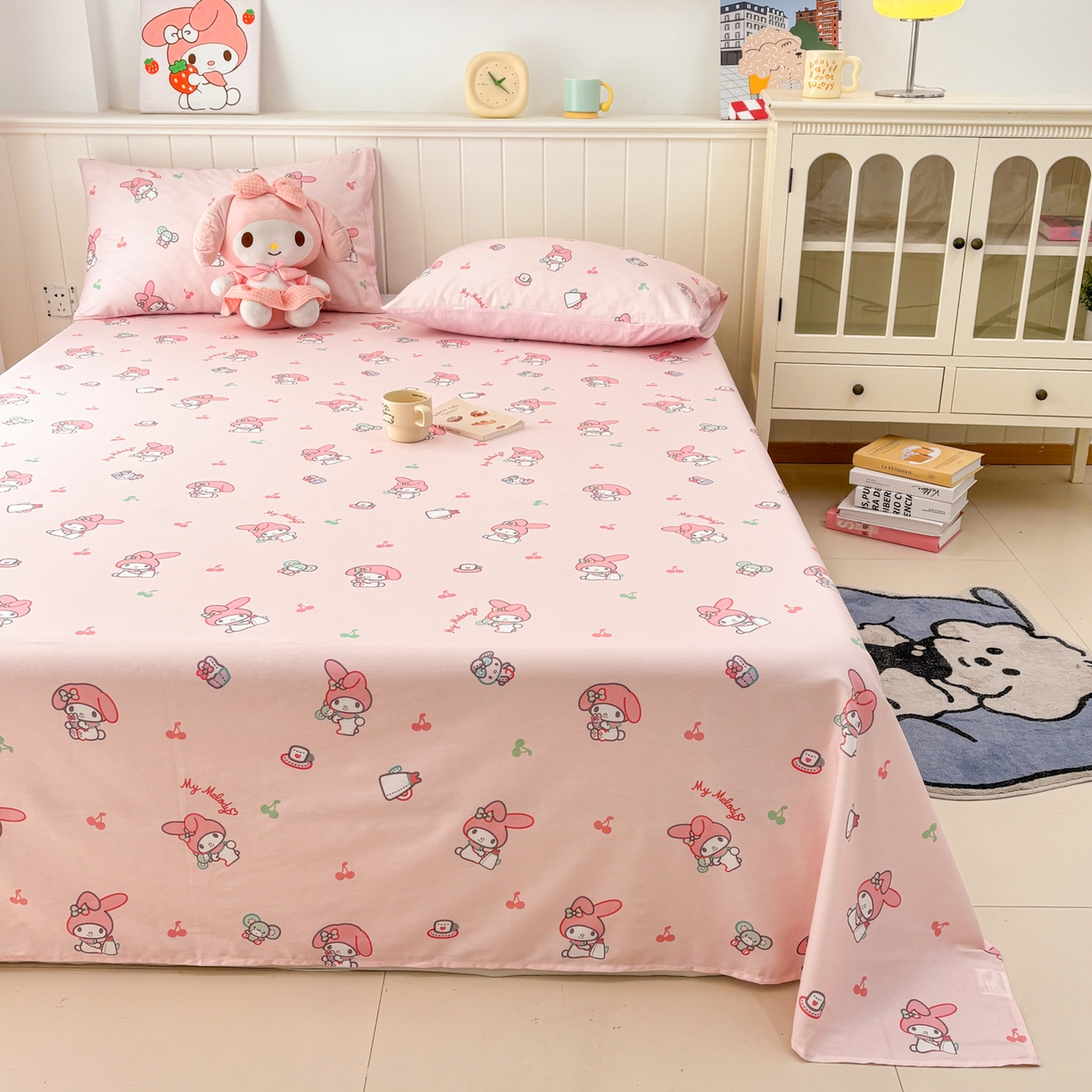 91家纺网 家纺一手货源 找家纺 孩子王家纺 2026新款卡通全棉纯棉正版授权小版三丽鸥系列单床笠床笠单件单品床笠（含防伪码）软糖美乐蒂