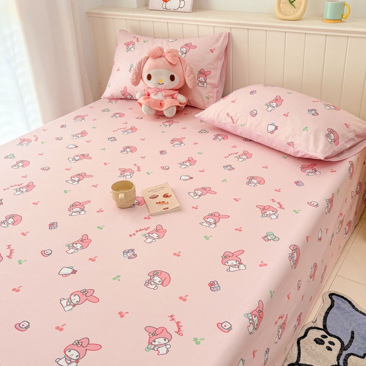 91家纺网 家纺一手货源 找家纺 孩子王家纺 2026新款卡通全棉纯棉正版授权小版三丽鸥系列单床笠床笠单件单品床笠（含防伪码）软糖美乐蒂