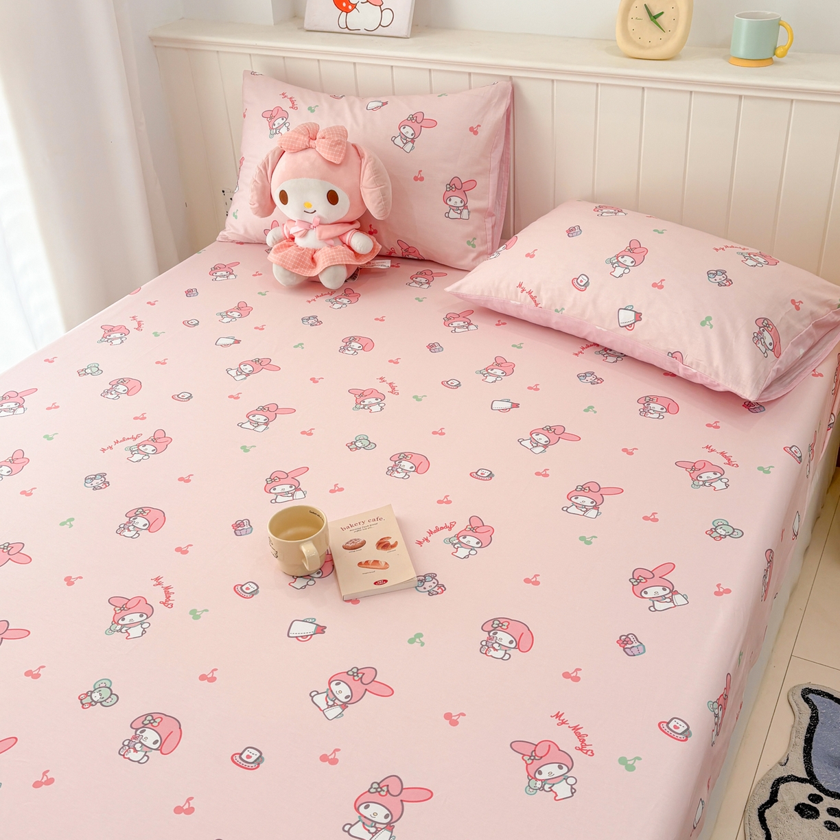 91家纺网 家纺一手货源 找家纺 孩子王家纺 2026新款卡通全棉纯棉正版授权小版三丽鸥系列单床笠床笠单件单品床笠（含防伪码）软糖美乐蒂