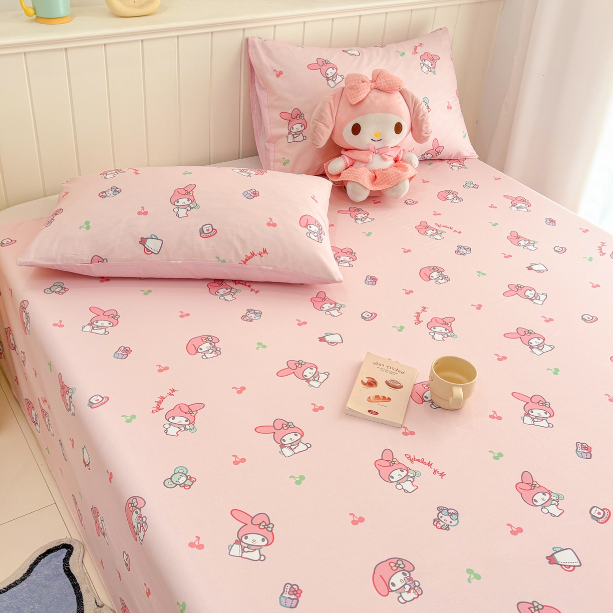 91家纺网 家纺一手货源 找家纺 孩子王家纺 2026新款卡通全棉纯棉正版授权小版三丽鸥系列单床笠床笠单件单品床笠（含防伪码）软糖美乐蒂