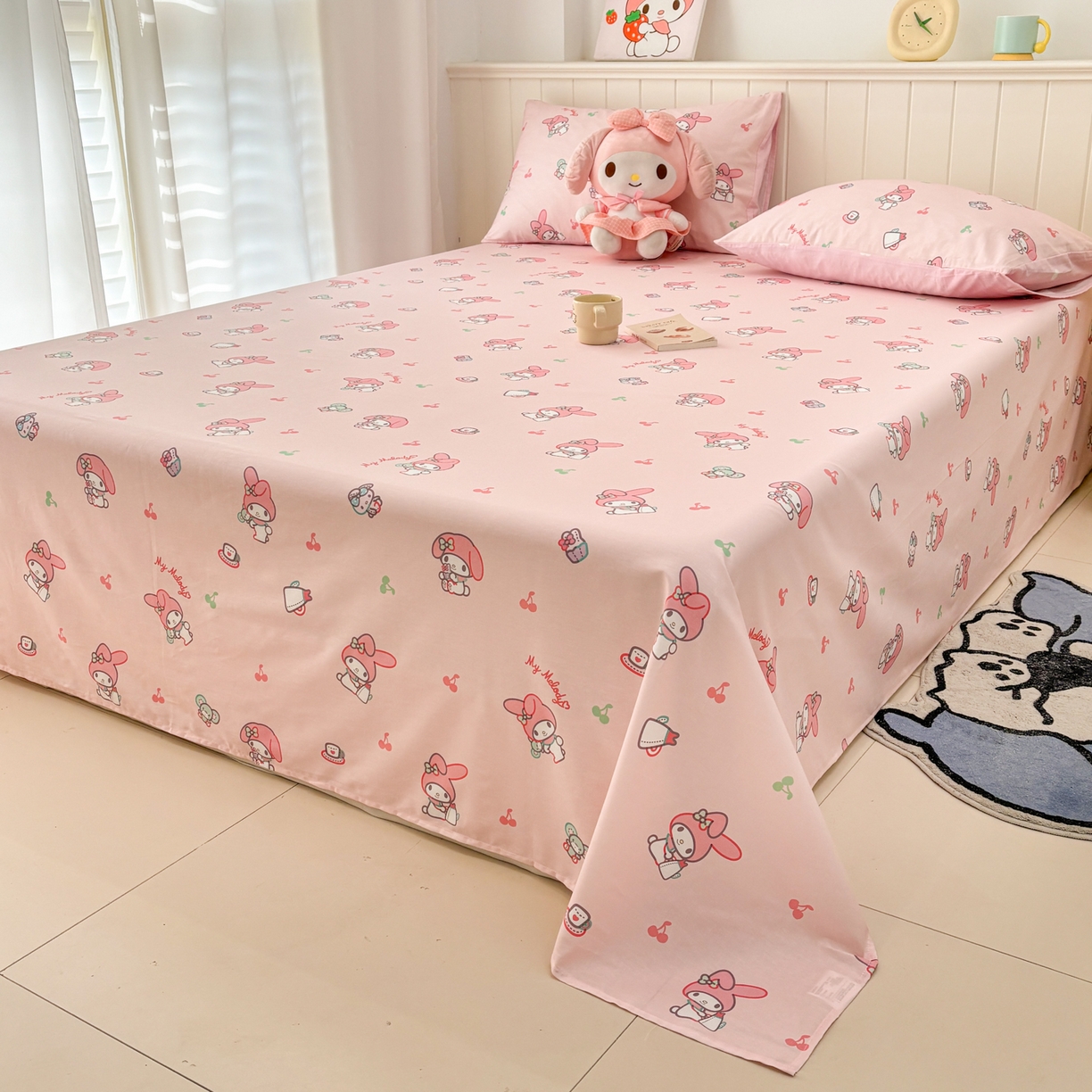 91家纺网 家纺一手货源 找家纺 孩子王家纺 2026新款卡通全棉纯棉正版授权小版三丽鸥系列单床笠床笠单件单品床笠（含防伪码）软糖美乐蒂
