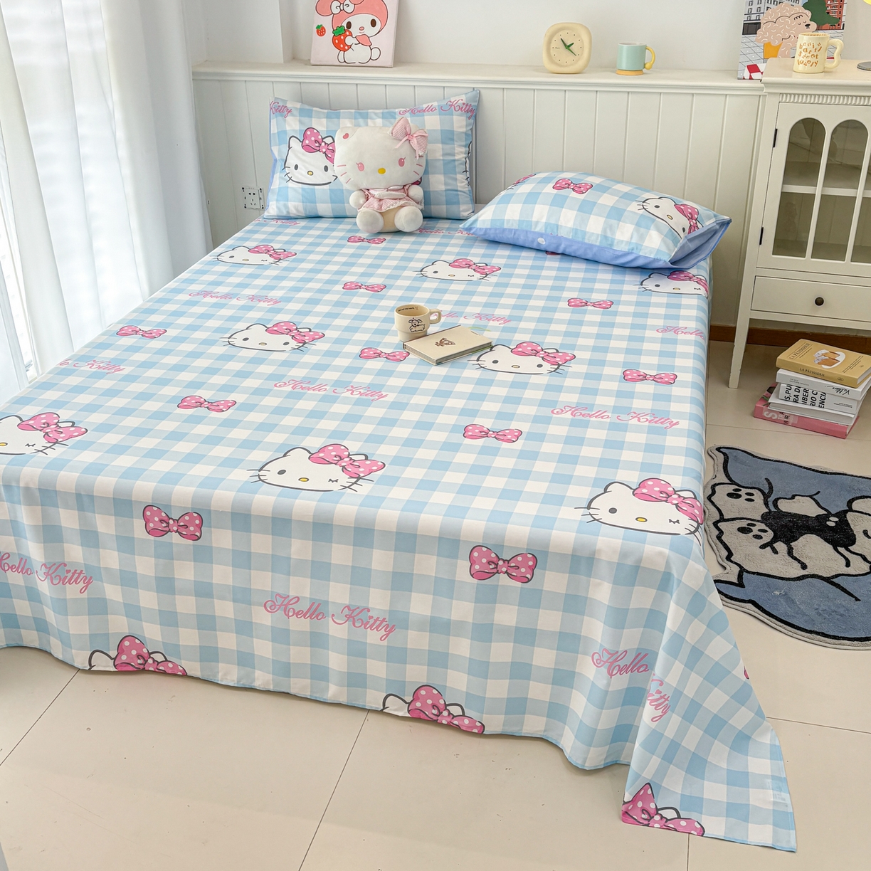 孩子王家纺 2026新款卡通全棉纯棉正版授权小版三丽鸥系列单床笠床笠单件单品床笠（含防伪码）甜美kt