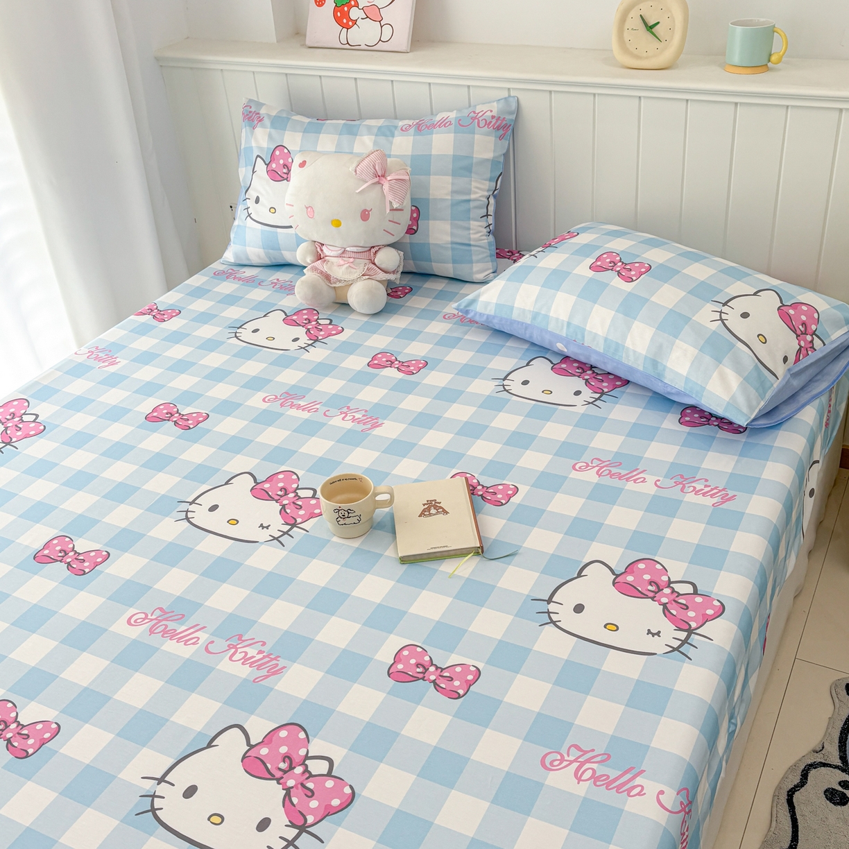 91家纺网 家纺一手货源 找家纺 孩子王家纺 2026新款卡通全棉纯棉正版授权小版三丽鸥系列单床笠床笠单件单品床笠（含防伪码）甜美kt