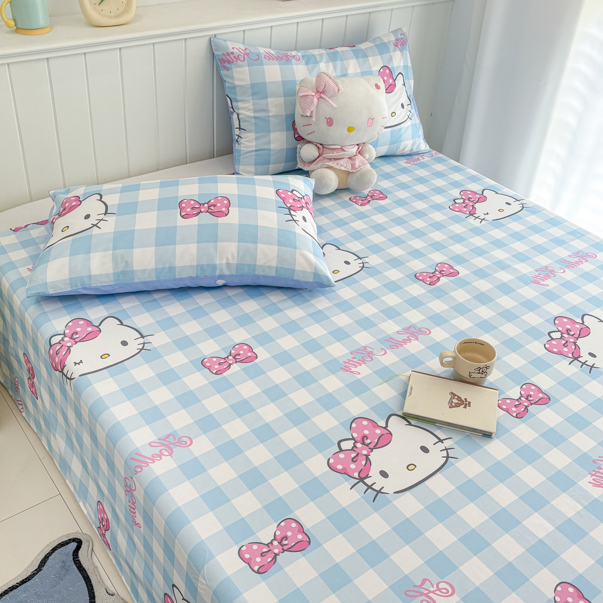 91家纺网 家纺一手货源 找家纺 孩子王家纺 2026新款卡通全棉纯棉正版授权小版三丽鸥系列单床笠床笠单件单品床笠（含防伪码）甜美kt