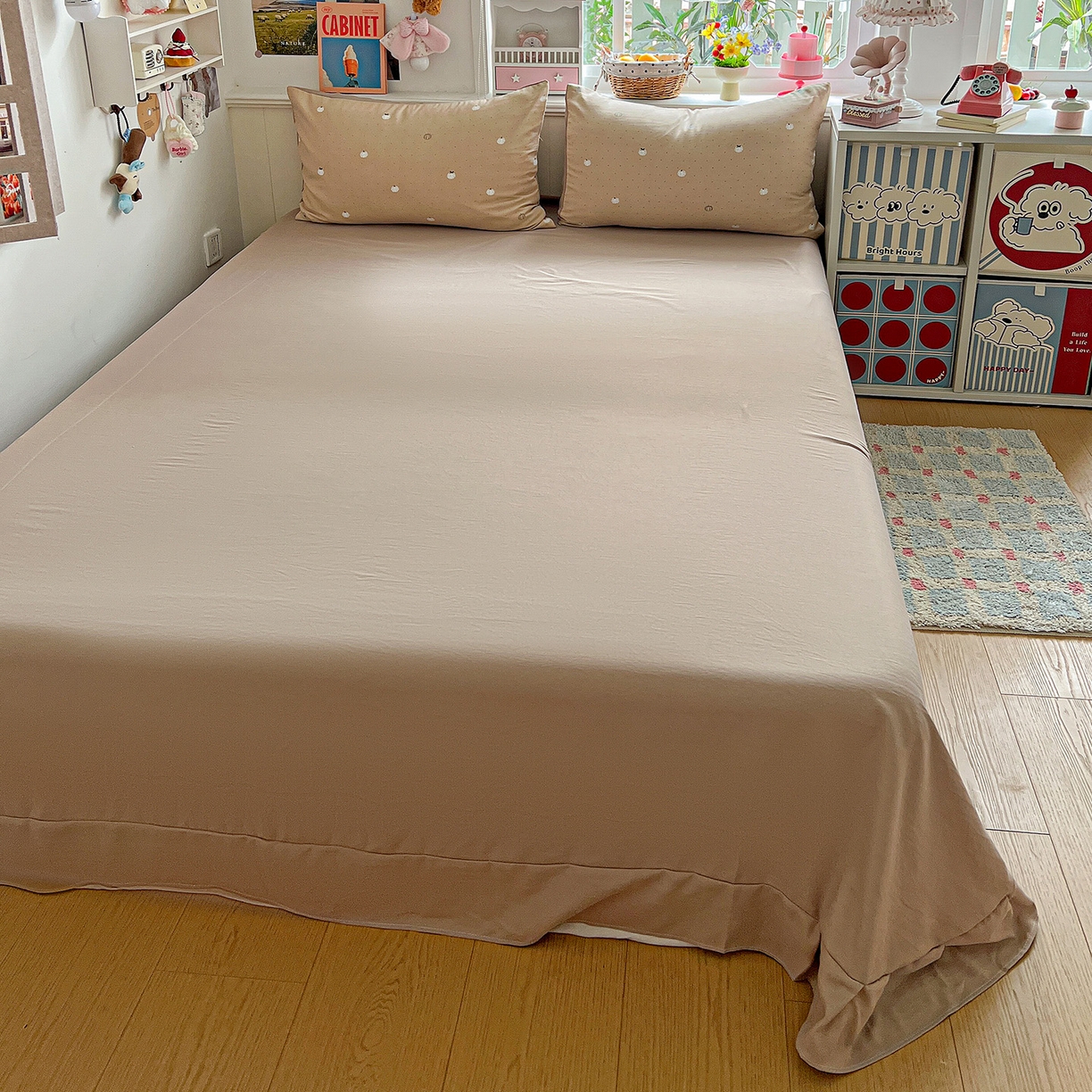 91家纺网 家纺一手货源 找家纺 金梦拉家纺 2026春夏新款高克重提花色织印花小布袋四件套 小南瓜