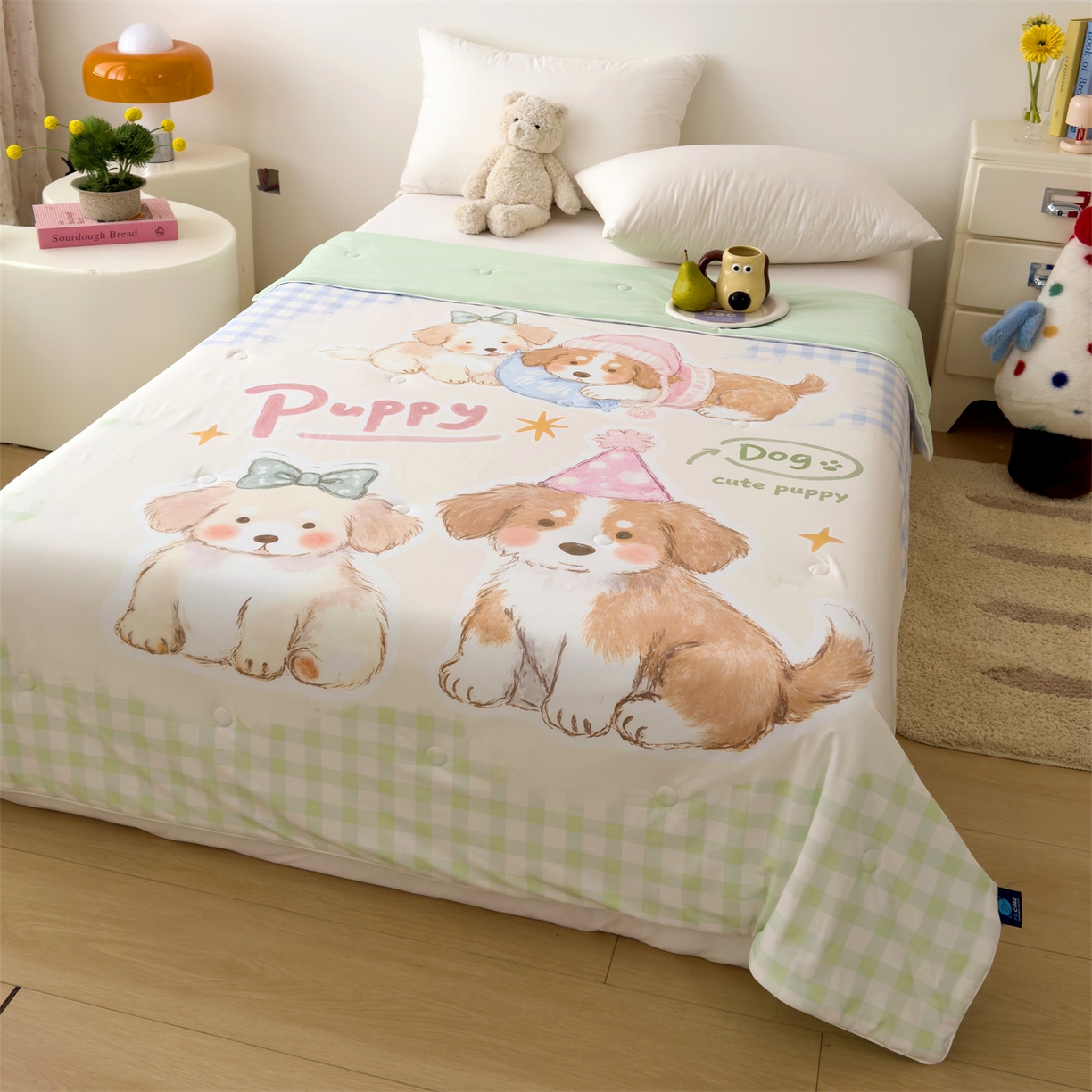 91家纺网 家纺一手货源 找家纺 朵希曼 2026春夏新款卡通锦氨凉感夏被夏凉被空调被 汪仔小窝