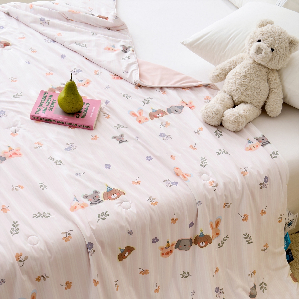 91家纺网 家纺一手货源 找家纺 朵希曼 2026春夏新款卡通锦氨凉感夏被夏凉被空调被 生日派对-粉