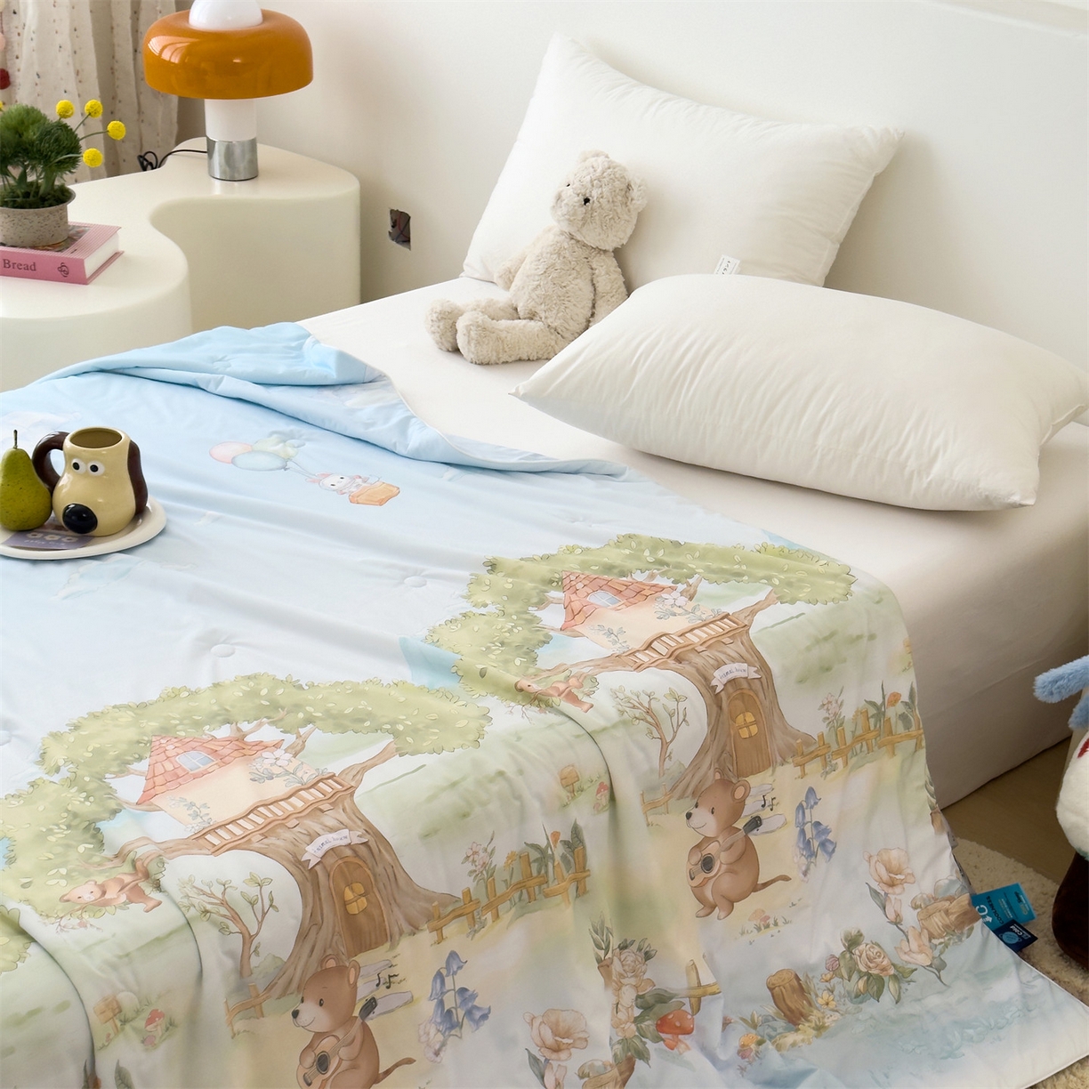 91家纺网 家纺一手货源 找家纺 朵希曼 2026春夏新款卡通锦氨凉感夏被夏凉被空调被 音乐树屋