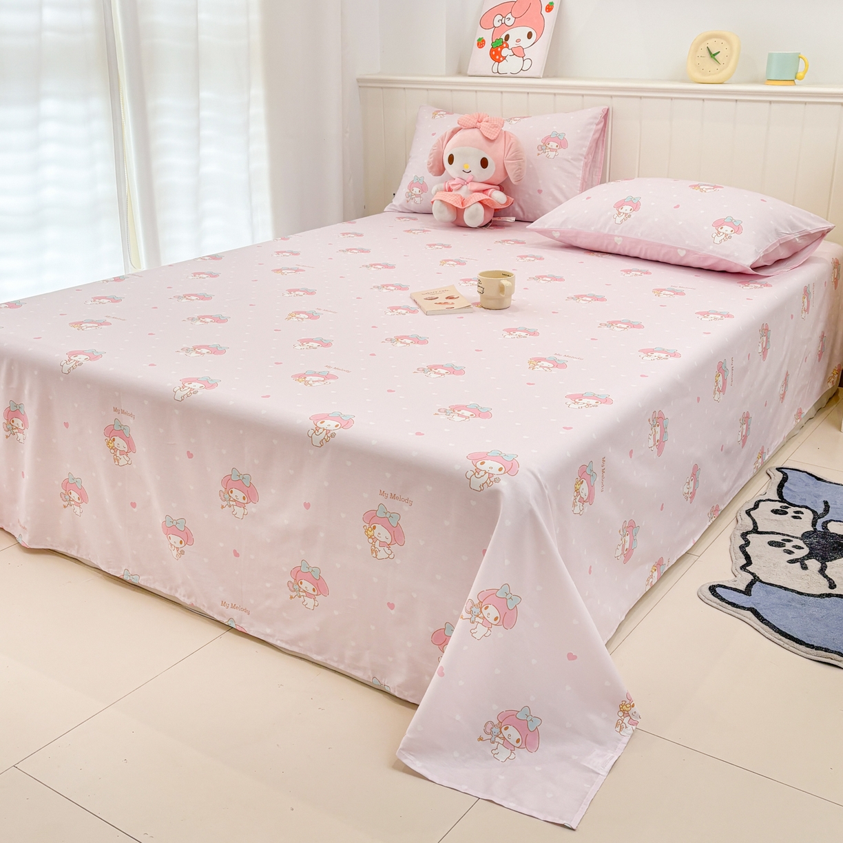 91家纺网 家纺一手货源 找家纺 孩子王家纺 2026新款卡通全棉纯棉正版授权小版三丽鸥系列单床笠床笠单件单品床笠（含防伪码）真爱美乐蒂