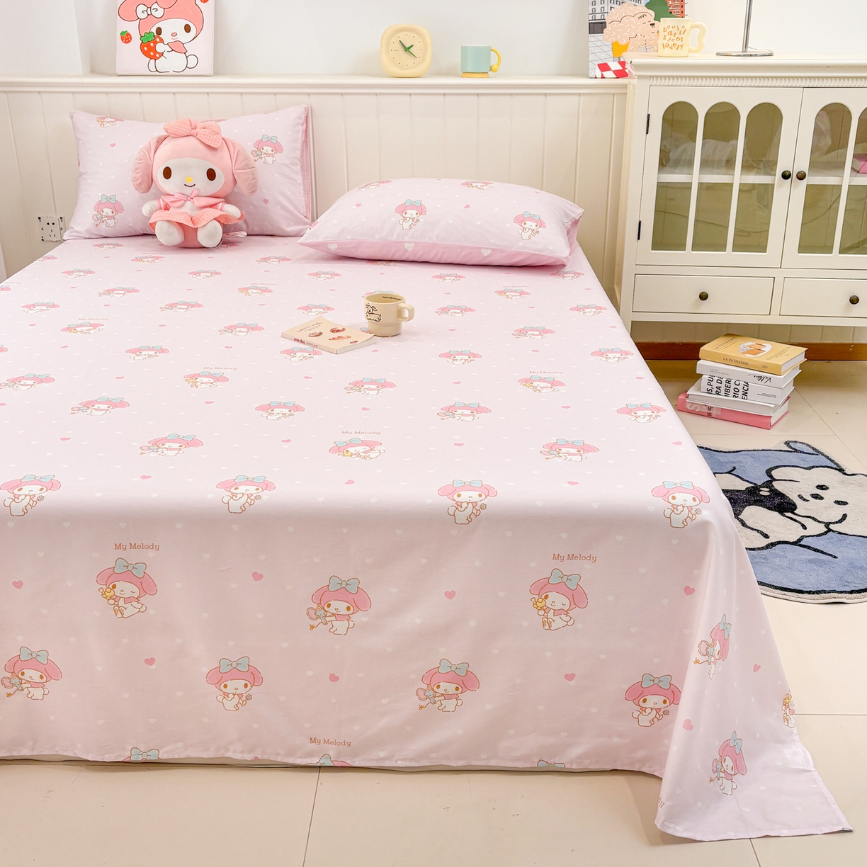 91家纺网 家纺一手货源 找家纺 孩子王家纺 2026新款卡通全棉纯棉正版授权小版三丽鸥系列单床笠床笠单件单品床笠（含防伪码）真爱美乐蒂