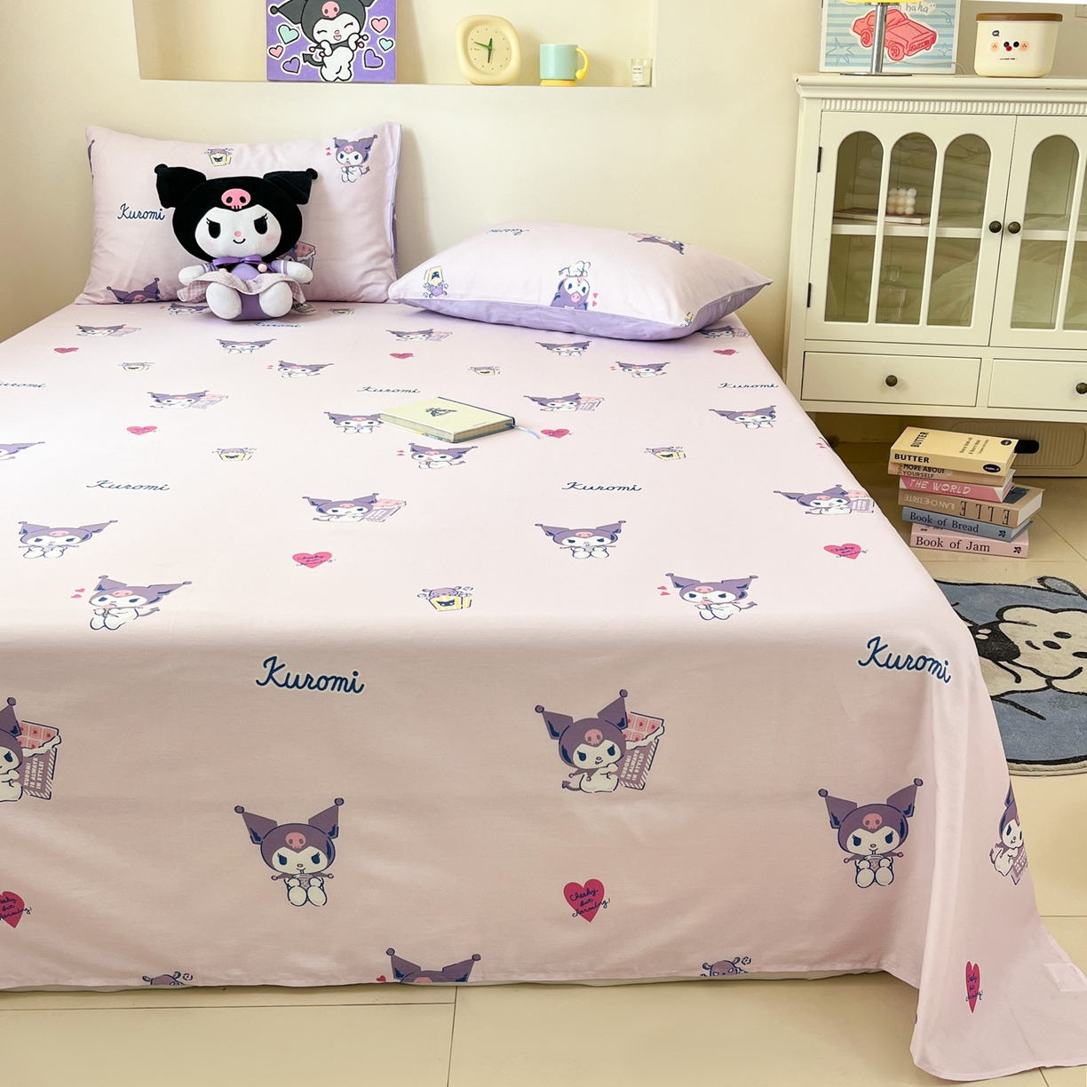 91家纺网 家纺一手货源 找家纺 孩子王家纺 2026新款卡通全棉纯棉正版授权小版三丽鸥系列单床笠床笠单件单品床笠（含防伪码） 梦幻库洛米