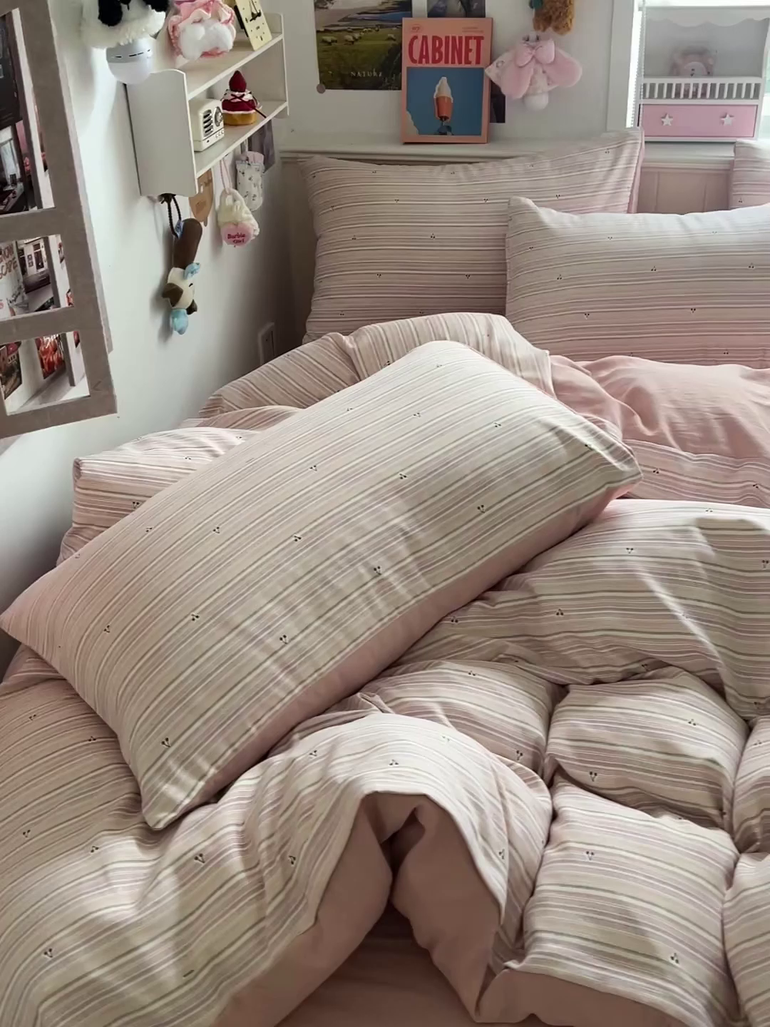 91家纺网 家纺一手货源 找家纺 金梦拉家纺 2026春夏新款高克重提花色织印花小布袋四件套 玫瑰樱桃