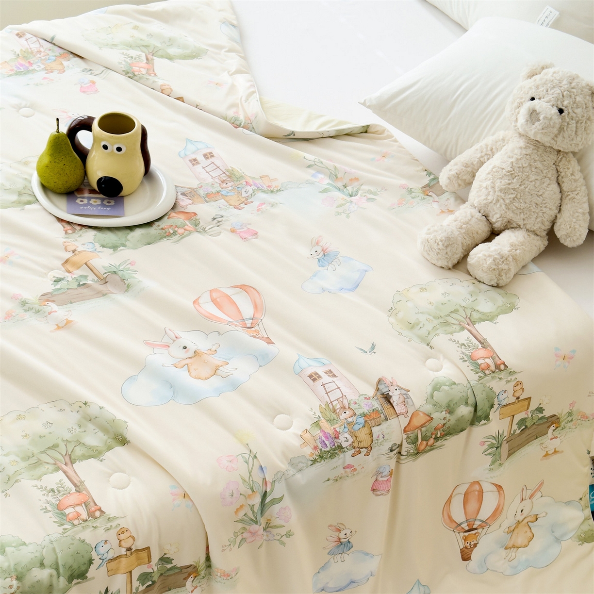 91家纺网 家纺一手货源 找家纺 朵希曼 2026春夏新款卡通锦氨凉感夏被夏凉被空调被 空中城堡