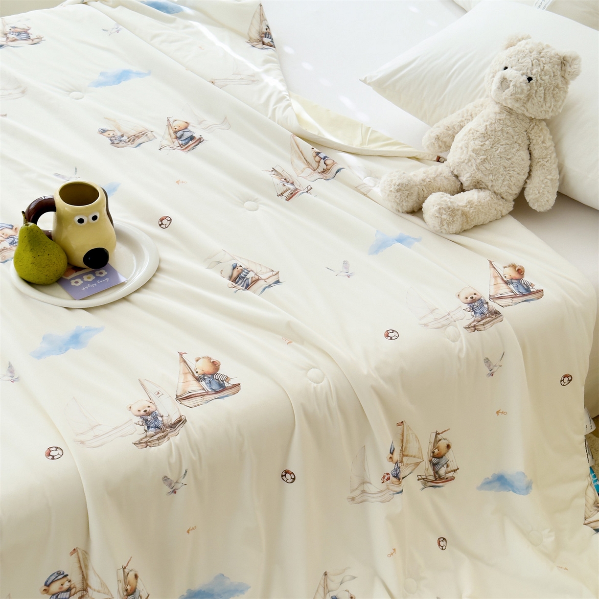 91家纺网 家纺一手货源 找家纺 朵希曼 2026春夏新款卡通锦氨凉感夏被夏凉被空调被 小小航海家