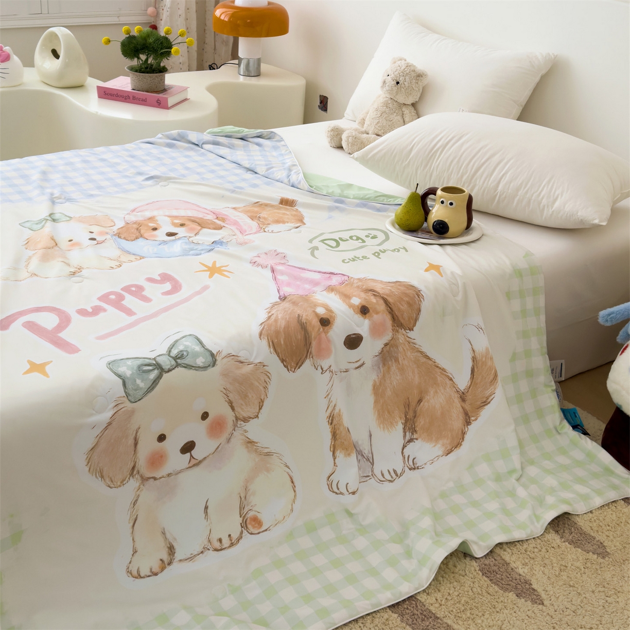 91家纺网 家纺一手货源 找家纺 朵希曼 2026春夏新款卡通锦氨凉感夏被夏凉被空调被 汪仔小窝