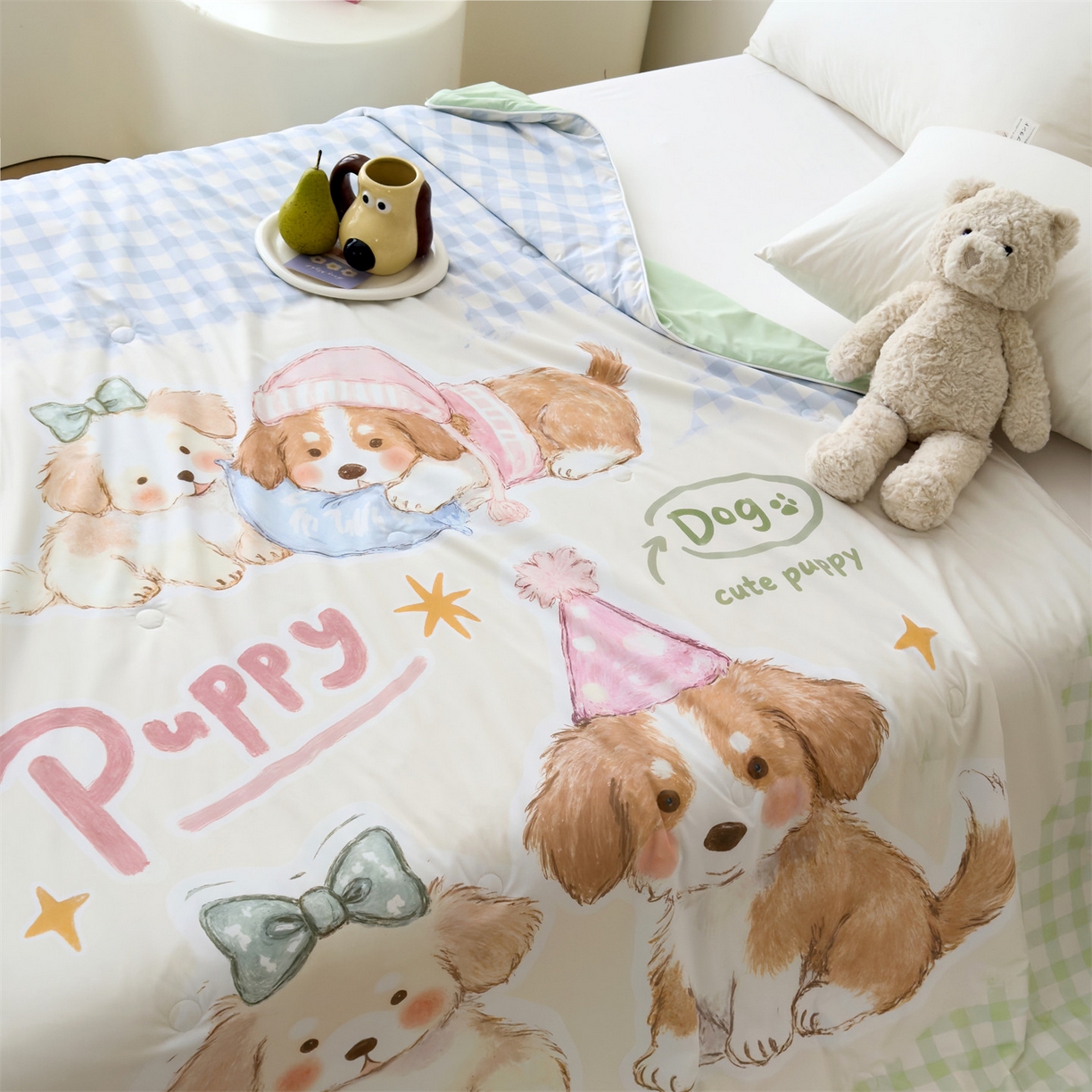 91家纺网 家纺一手货源 找家纺 朵希曼 2026春夏新款卡通锦氨凉感夏被夏凉被空调被 汪仔小窝