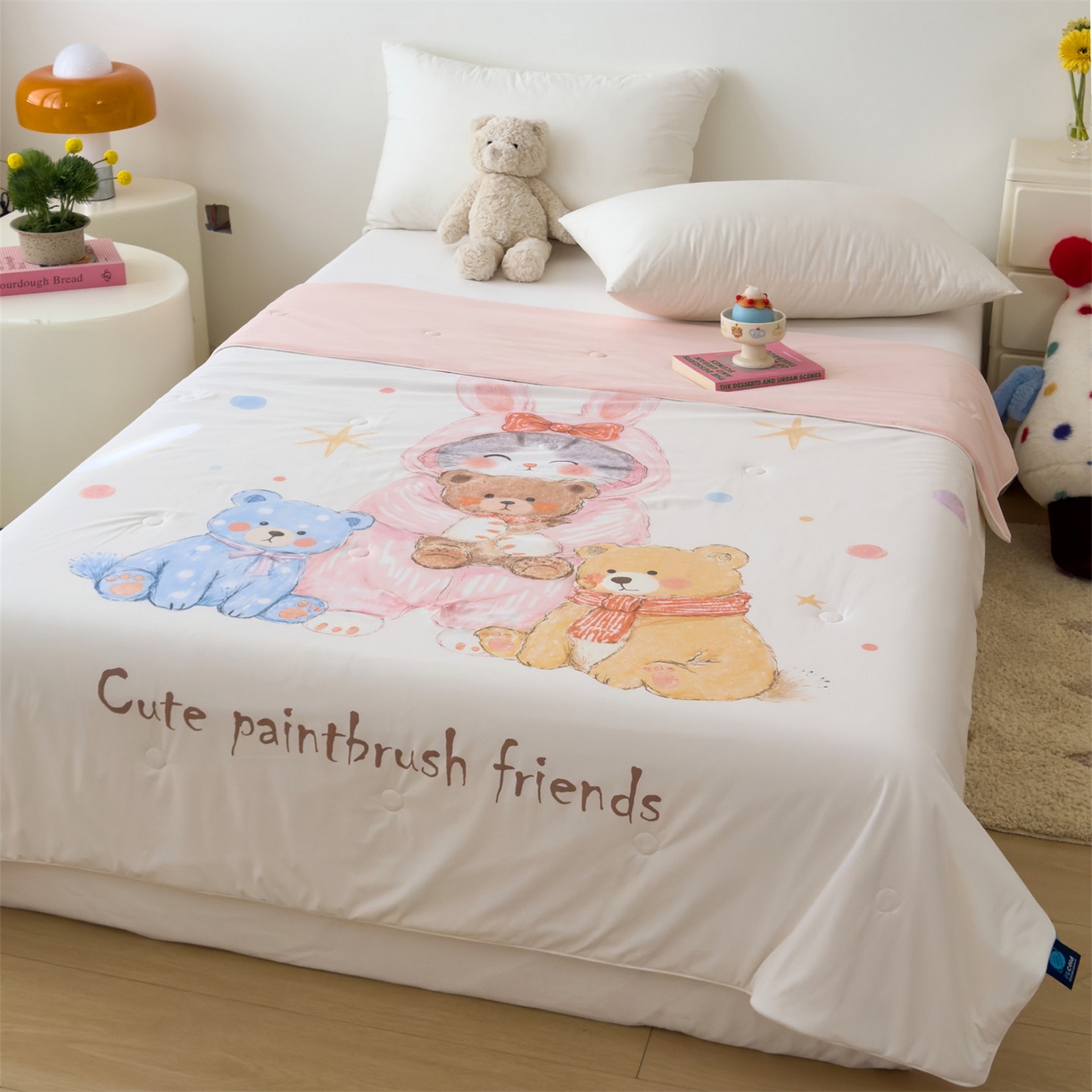 91家纺网 家纺一手货源 找家纺 朵希曼 2026春夏新款卡通锦氨凉感夏被夏凉被空调被 涂鸦小熊