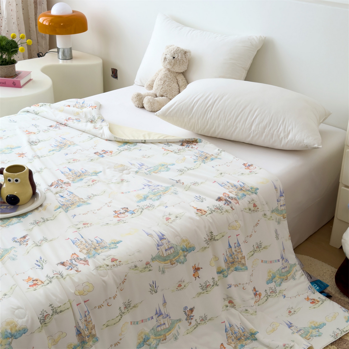 91家纺网 家纺一手货源 找家纺 朵希曼 2026春夏新款卡通锦氨凉感夏被夏凉被空调被 松鼠城堡