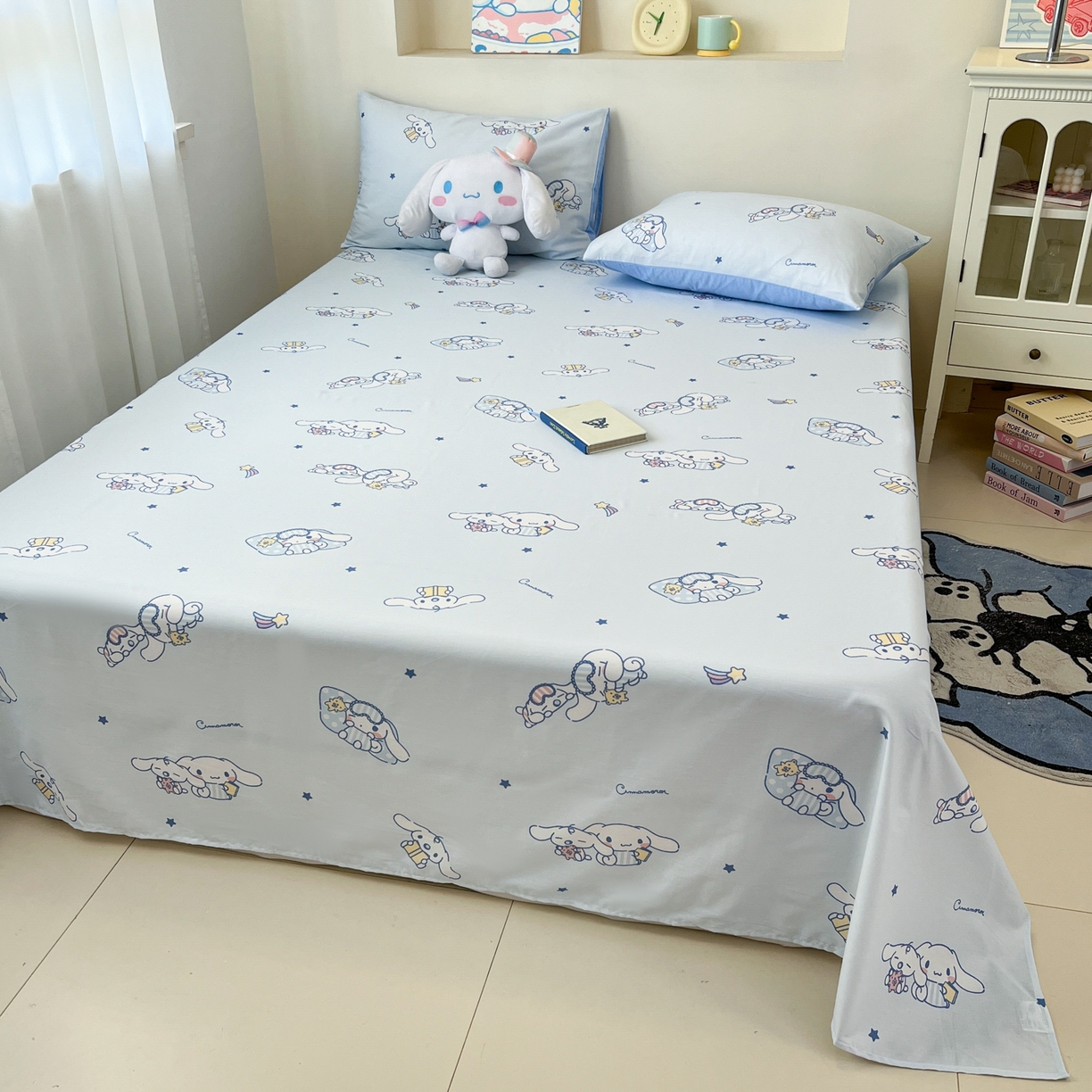 91家纺网 家纺一手货源 找家纺 孩子王家纺 2026新款卡通全棉纯棉正版授权小版三丽鸥系列单床笠床笠单件单品床笠（含防伪码） 晚安大耳狗