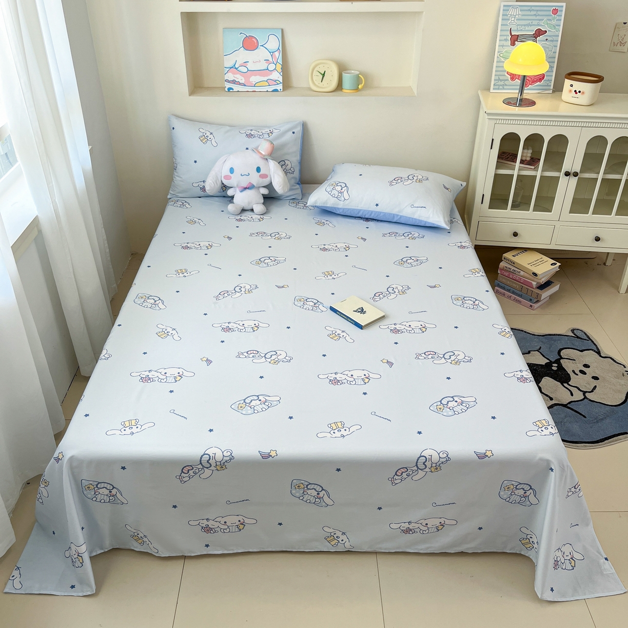 91家纺网 家纺一手货源 找家纺 孩子王家纺 2026新款卡通全棉纯棉正版授权小版三丽鸥系列单床笠床笠单件单品床笠（含防伪码） 晚安大耳狗