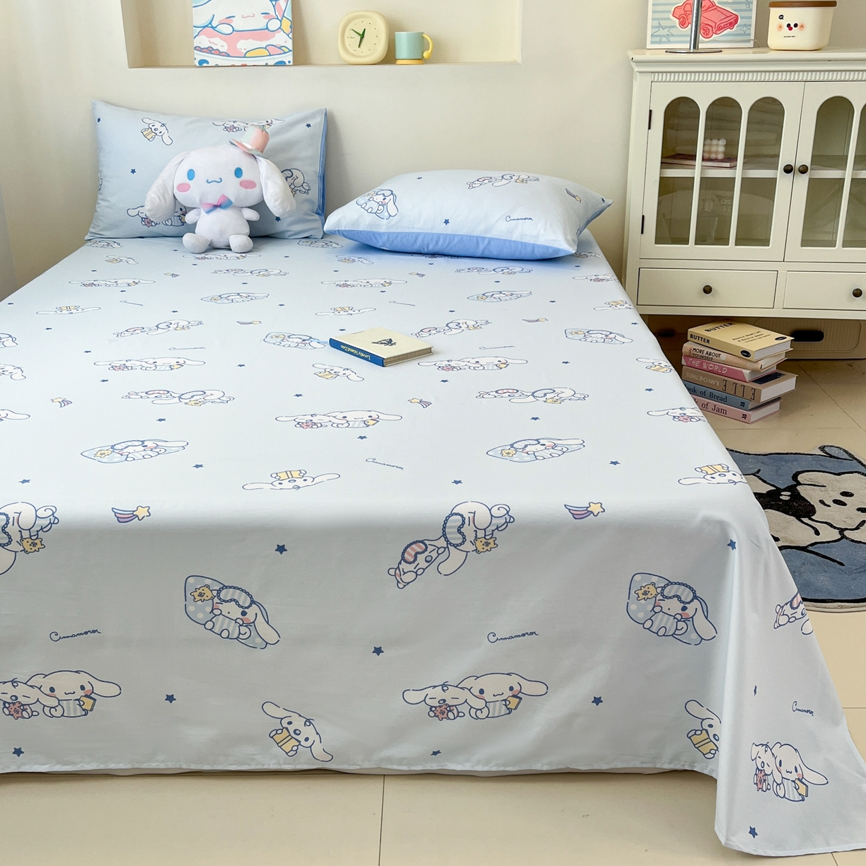 91家纺网 家纺一手货源 找家纺 孩子王家纺 2026新款卡通全棉纯棉正版授权小版三丽鸥系列单床笠床笠单件单品床笠（含防伪码） 晚安大耳狗