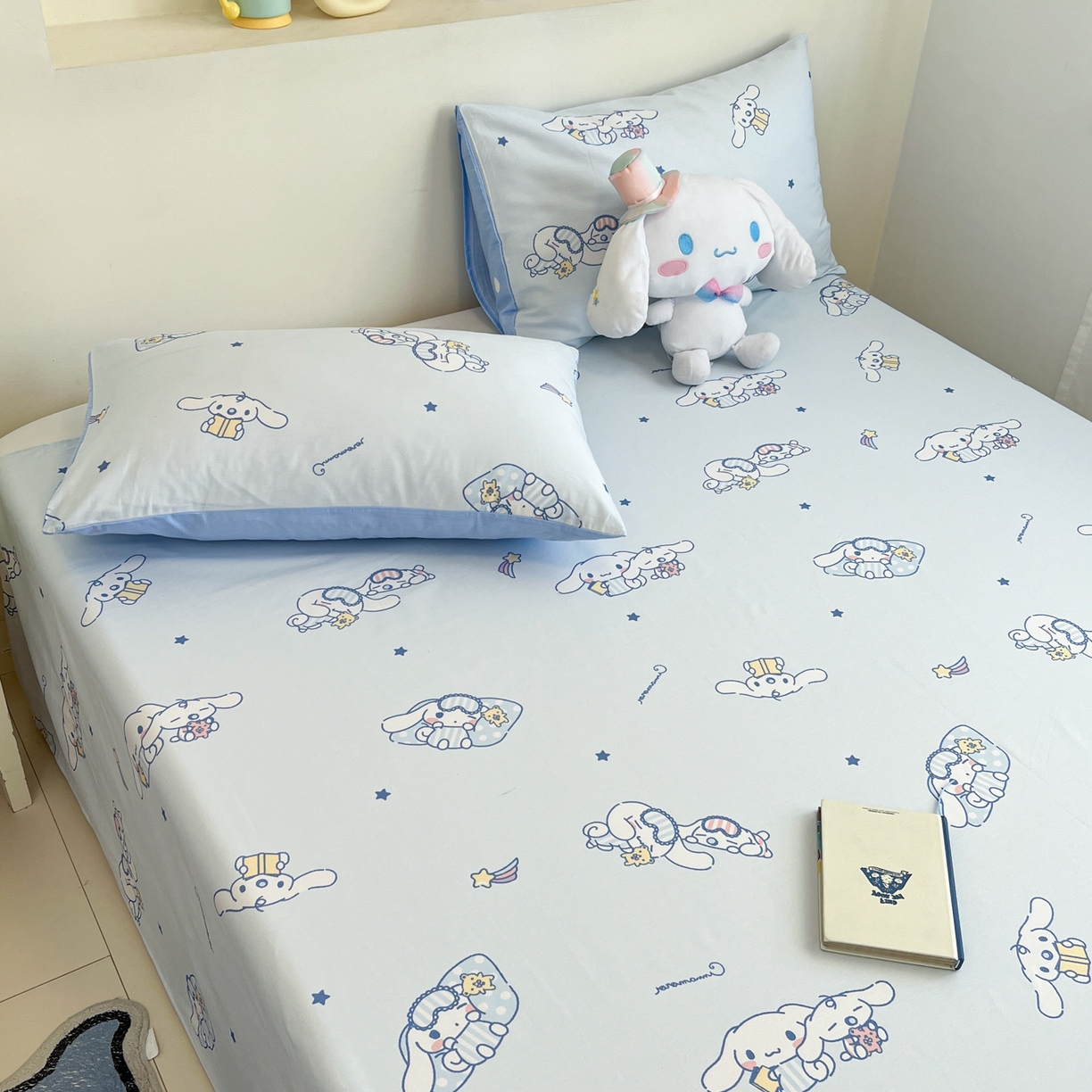91家纺网 家纺一手货源 找家纺 孩子王家纺 2026新款卡通全棉纯棉正版授权小版三丽鸥系列单床笠床笠单件单品床笠（含防伪码） 晚安大耳狗