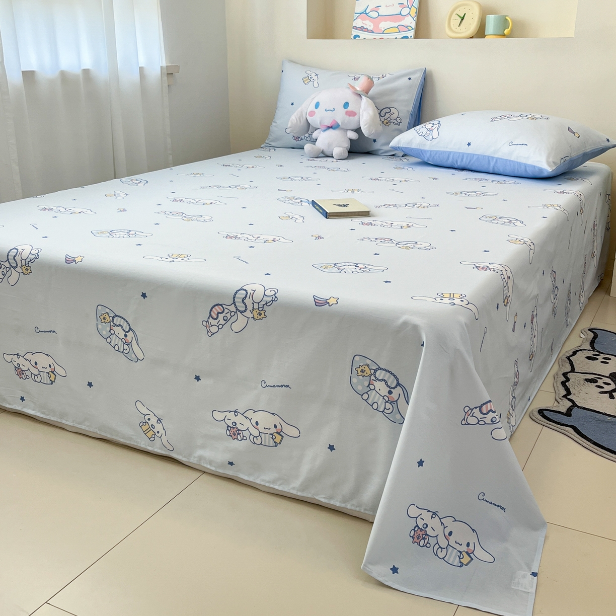 91家纺网 家纺一手货源 找家纺 孩子王家纺 2026新款卡通全棉纯棉正版授权小版三丽鸥系列单床笠床笠单件单品床笠（含防伪码） 晚安大耳狗
