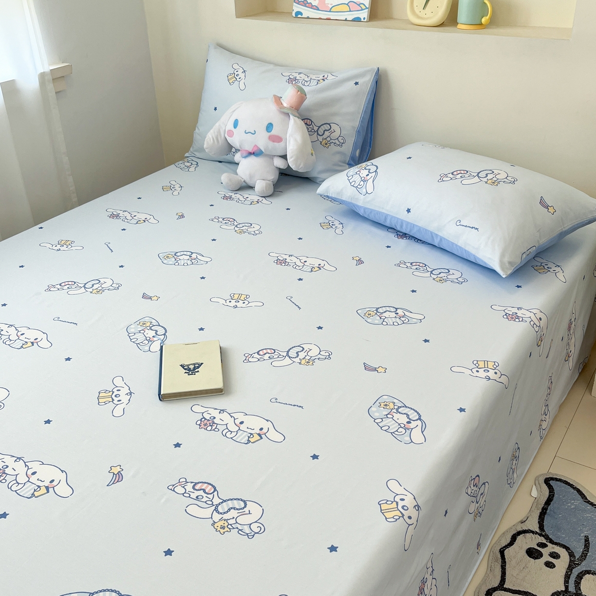 91家纺网 家纺一手货源 找家纺 孩子王家纺 2026新款卡通全棉纯棉正版授权小版三丽鸥系列单床笠床笠单件单品床笠（含防伪码） 晚安大耳狗