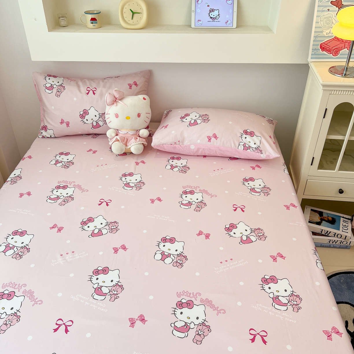 91家纺网 家纺一手货源 找家纺 孩子王家纺 2026新款卡通全棉纯棉正版授权小版三丽鸥系列单床笠床笠单件单品床笠（含防伪码） 甜甜kt