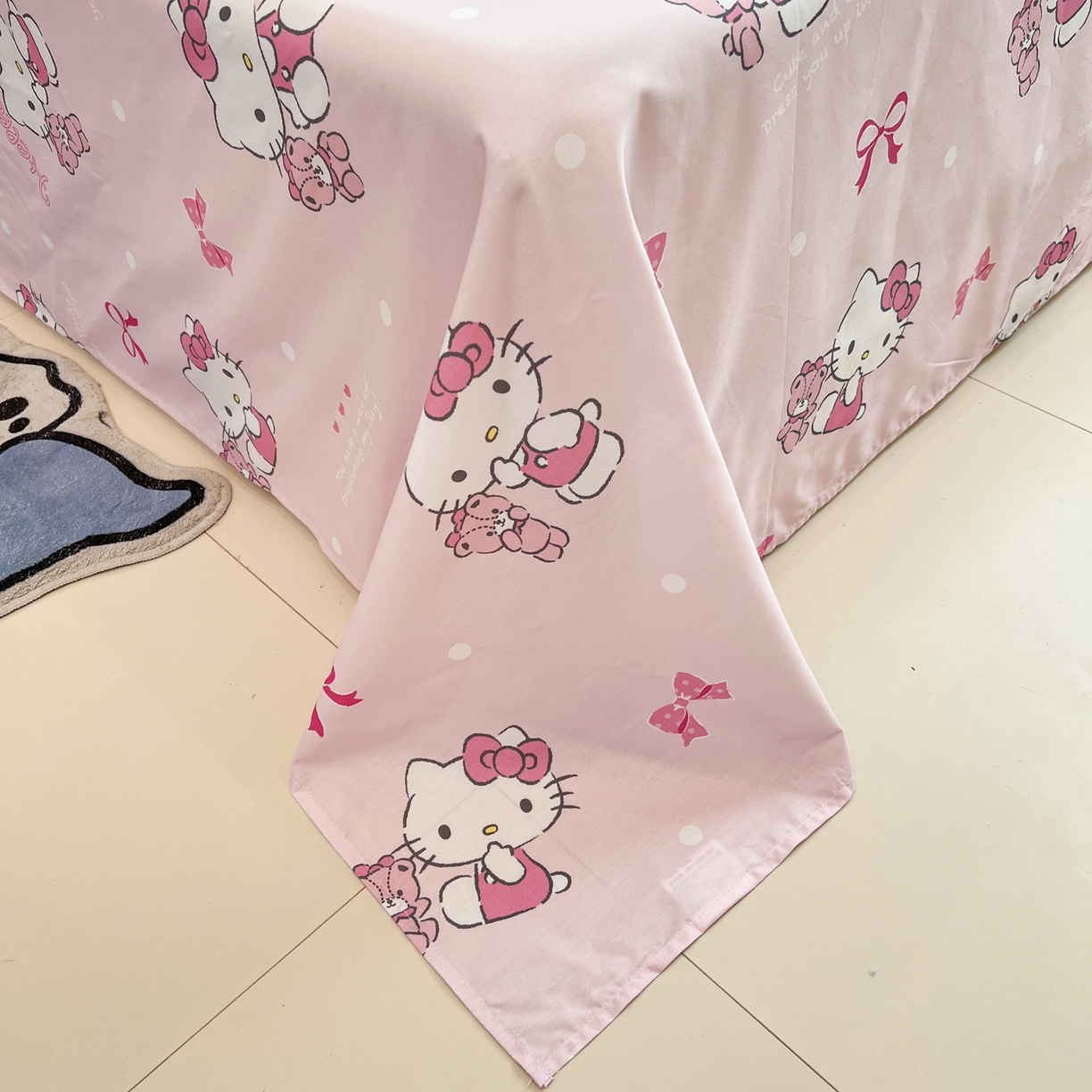 91家纺网 家纺一手货源 找家纺 孩子王家纺 2026新款卡通全棉纯棉正版授权小版三丽鸥系列单床笠床笠单件单品床笠（含防伪码） 甜甜kt