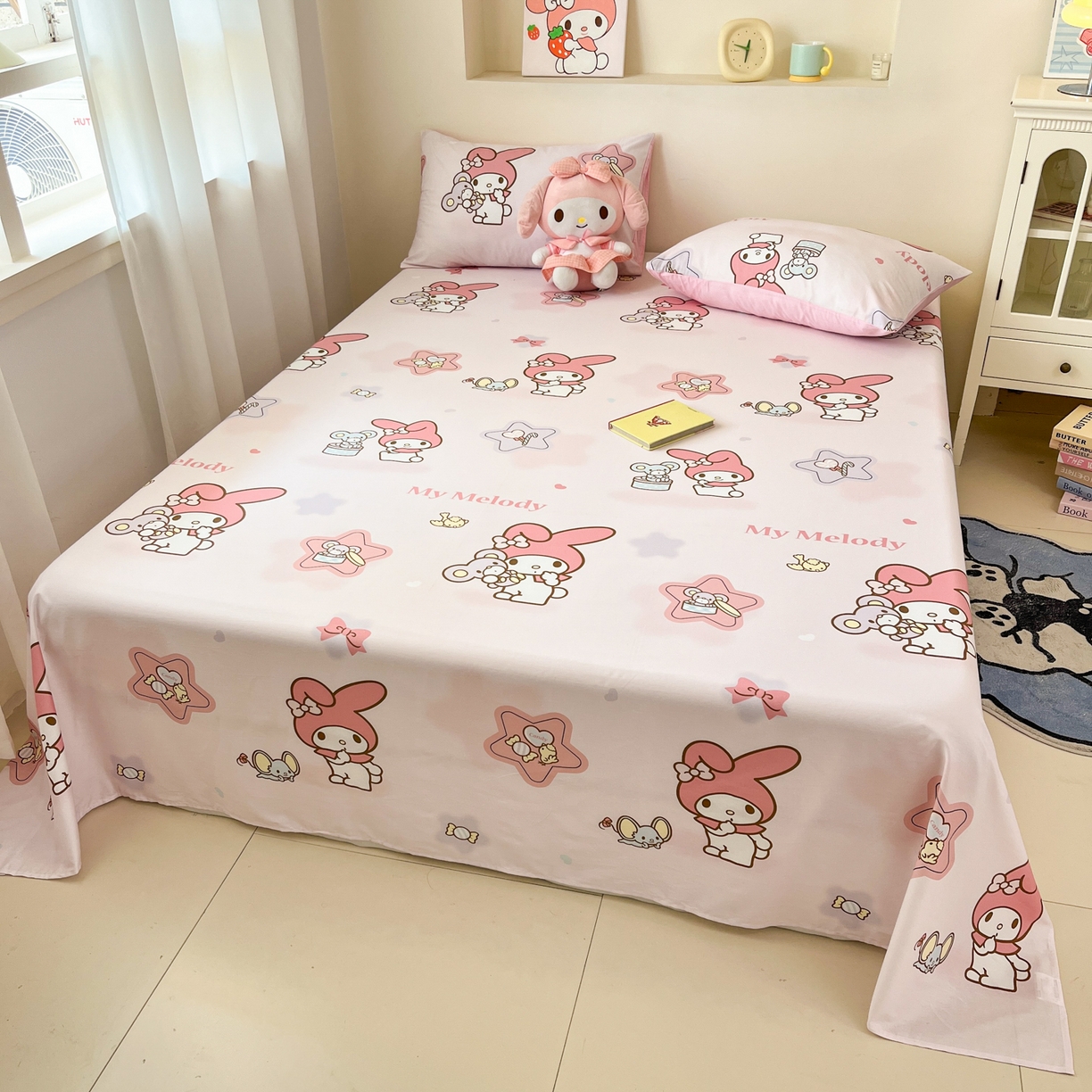 91家纺网 家纺一手货源 找家纺 孩子王家纺 2026新款卡通全棉纯棉正版授权小版三丽鸥系列单床笠床笠单件单品床笠（含防伪码） 纯真美乐蒂