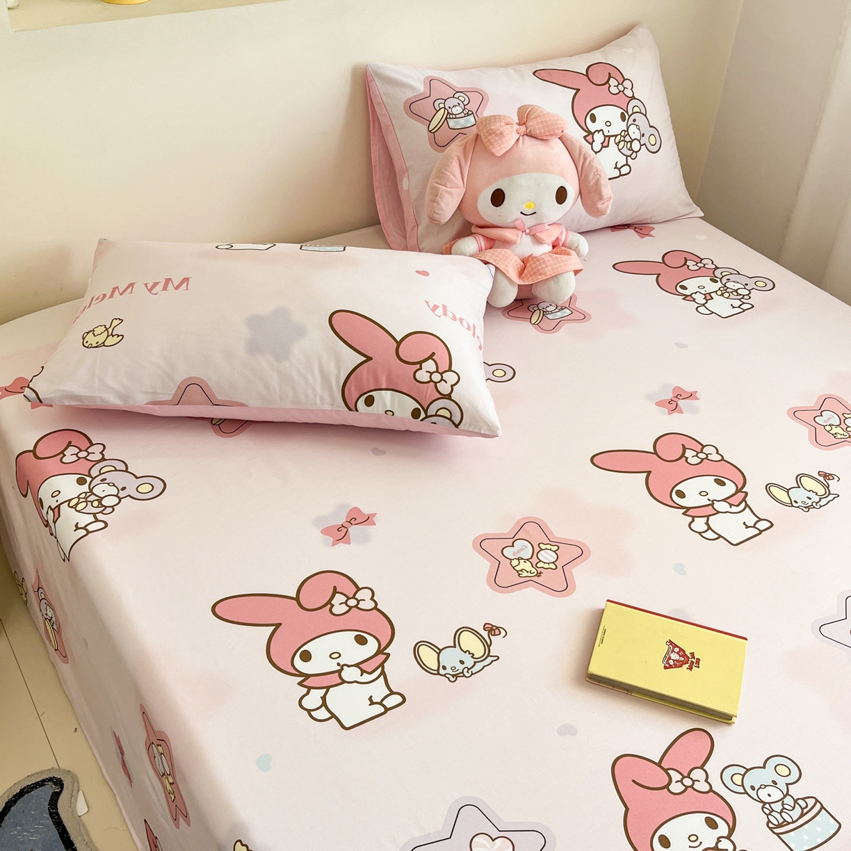 91家纺网 家纺一手货源 找家纺 孩子王家纺 2026新款卡通全棉纯棉正版授权小版三丽鸥系列单床笠床笠单件单品床笠（含防伪码） 纯真美乐蒂