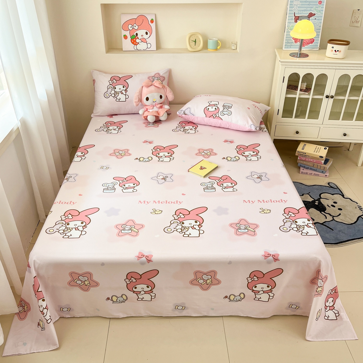 91家纺网 家纺一手货源 找家纺 孩子王家纺 2026新款卡通全棉纯棉正版授权小版三丽鸥系列单床笠床笠单件单品床笠（含防伪码） 纯真美乐蒂