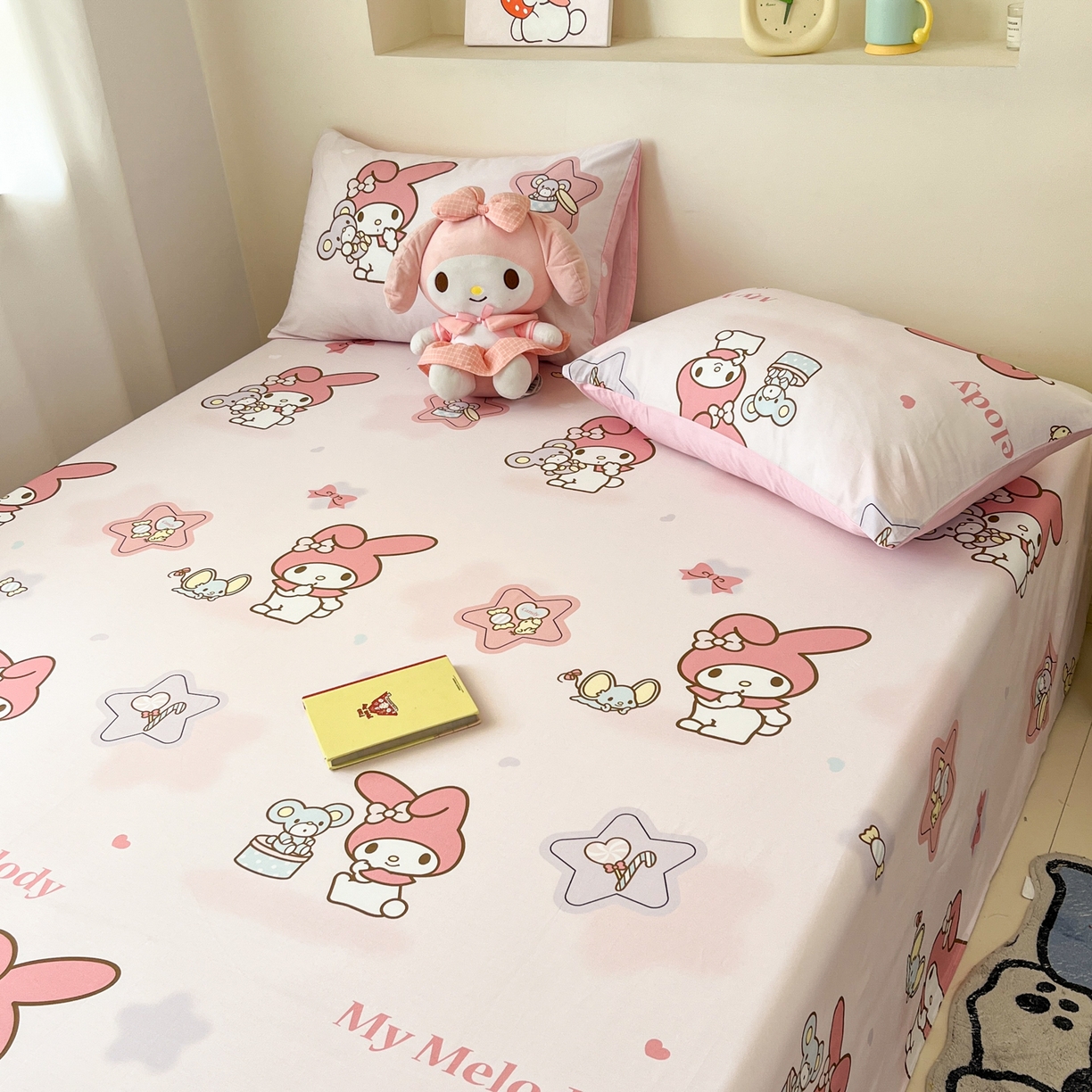 91家纺网 家纺一手货源 找家纺 孩子王家纺 2026新款卡通全棉纯棉正版授权小版三丽鸥系列单床笠床笠单件单品床笠（含防伪码） 纯真美乐蒂