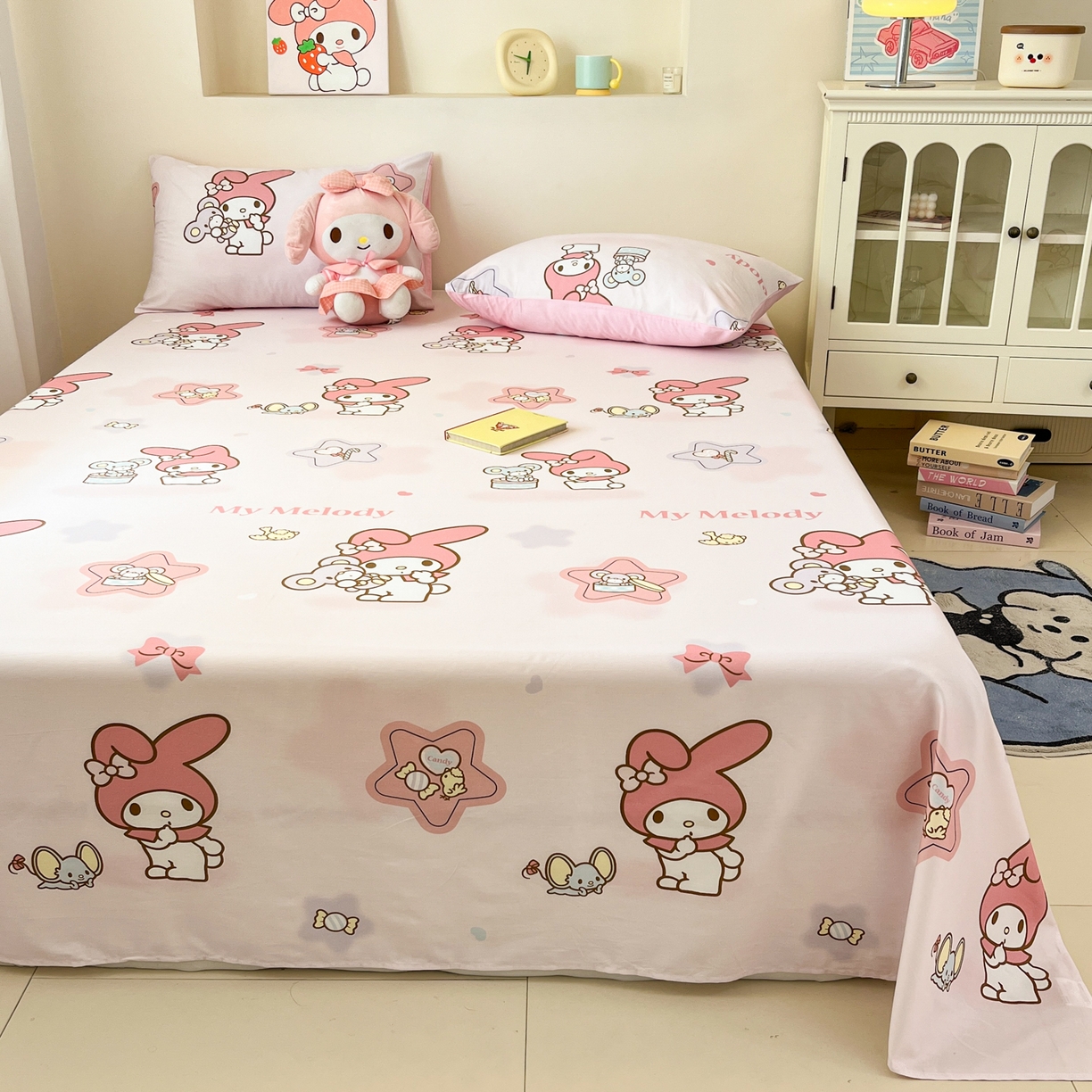 91家纺网 家纺一手货源 找家纺 孩子王家纺 2026新款卡通全棉纯棉正版授权小版三丽鸥系列单床笠床笠单件单品床笠（含防伪码） 纯真美乐蒂