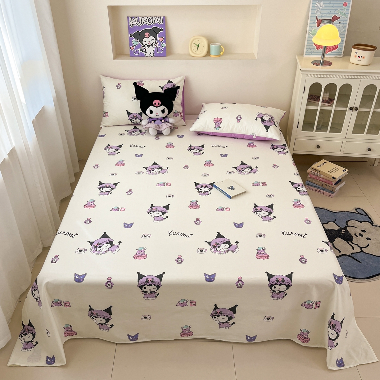 91家纺网 家纺一手货源 找家纺 孩子王家纺 2026新款卡通全棉纯棉正版授权小版三丽鸥系列单床笠床笠单件单品床笠（含防伪码） 布丁库洛米