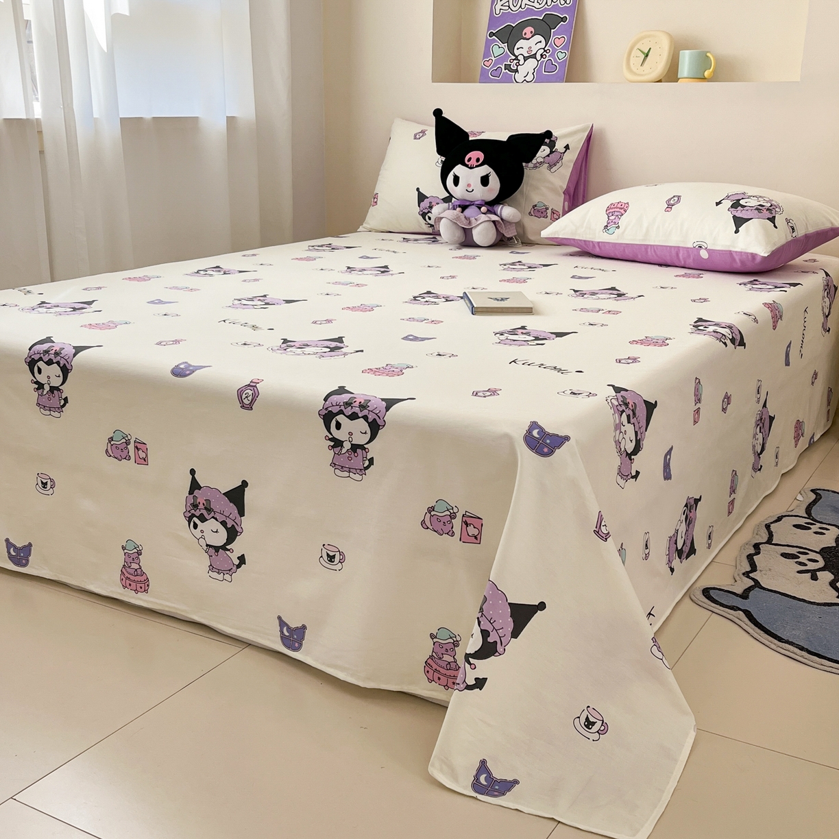 91家纺网 家纺一手货源 找家纺 孩子王家纺 2026新款卡通全棉纯棉正版授权小版三丽鸥系列单床笠床笠单件单品床笠（含防伪码） 布丁库洛米