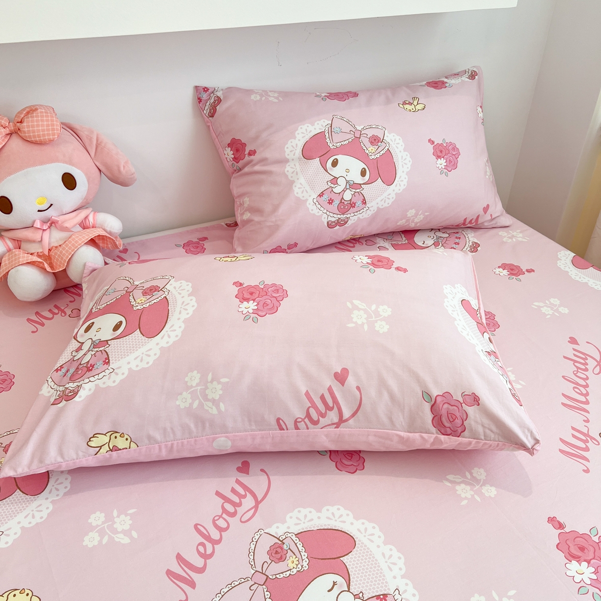 91家纺网 家纺一手货源 找家纺 孩子王家纺 2026新款卡通全棉纯棉正版授权小版三丽鸥系列单床笠床笠单件单品床笠（含防伪码） 晚安美乐蒂